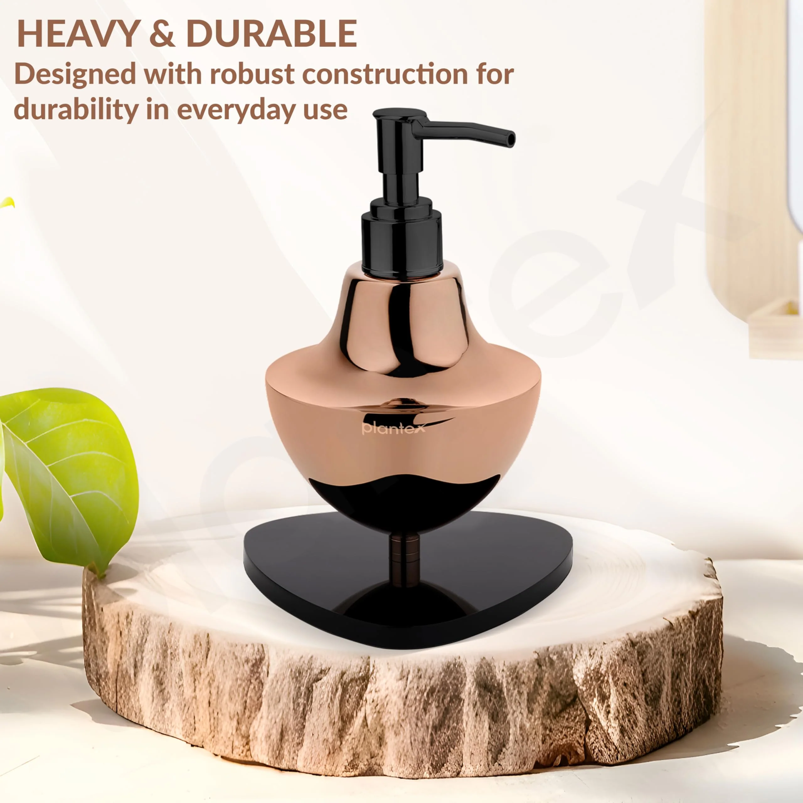 Plantex Liquid Soap Dispenser for Bathroom/Stainless Steel and Acrylic Shampoo Dispenser/Handwash Dispenser for Bathroom/Bathroom Accessories - Pack of 1 (Rose Gold & Black) - Image 6