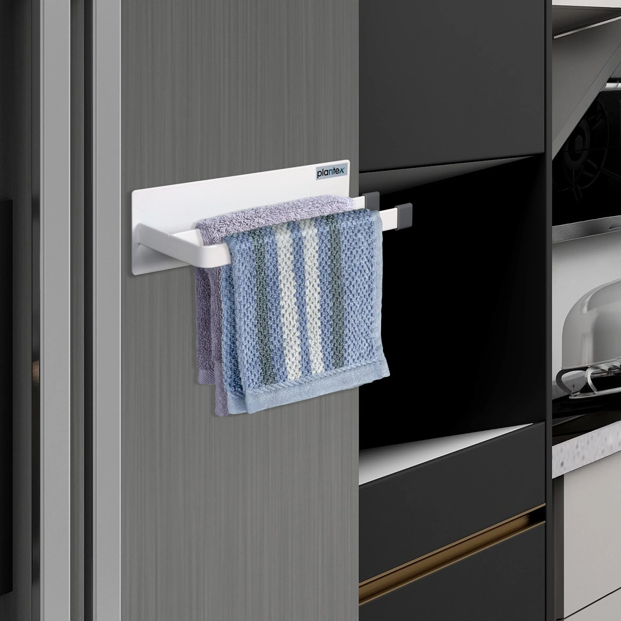 Plantex Magnetic Double Napkin Holder/Towel Holder/Towel Hanger for Kitchen/Bathroom/Bathroom Accessories- (White) - Image 3