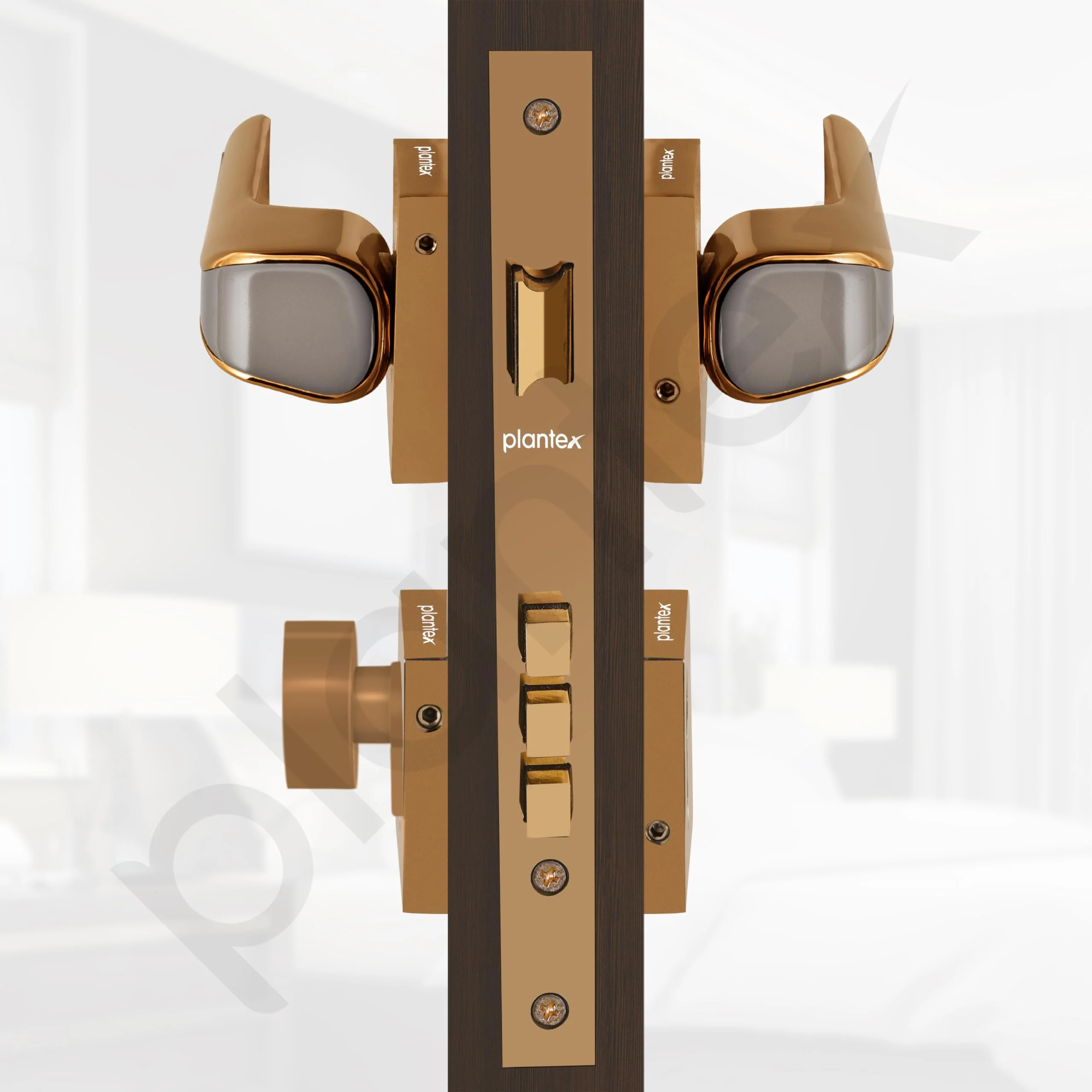 Plantex Main Door Lock for Home with 3 Years of Warranty/Mortise Locks for Door - Main Door Lock Set (PT-007- Rose Gold - Satin Black) - Image 6
