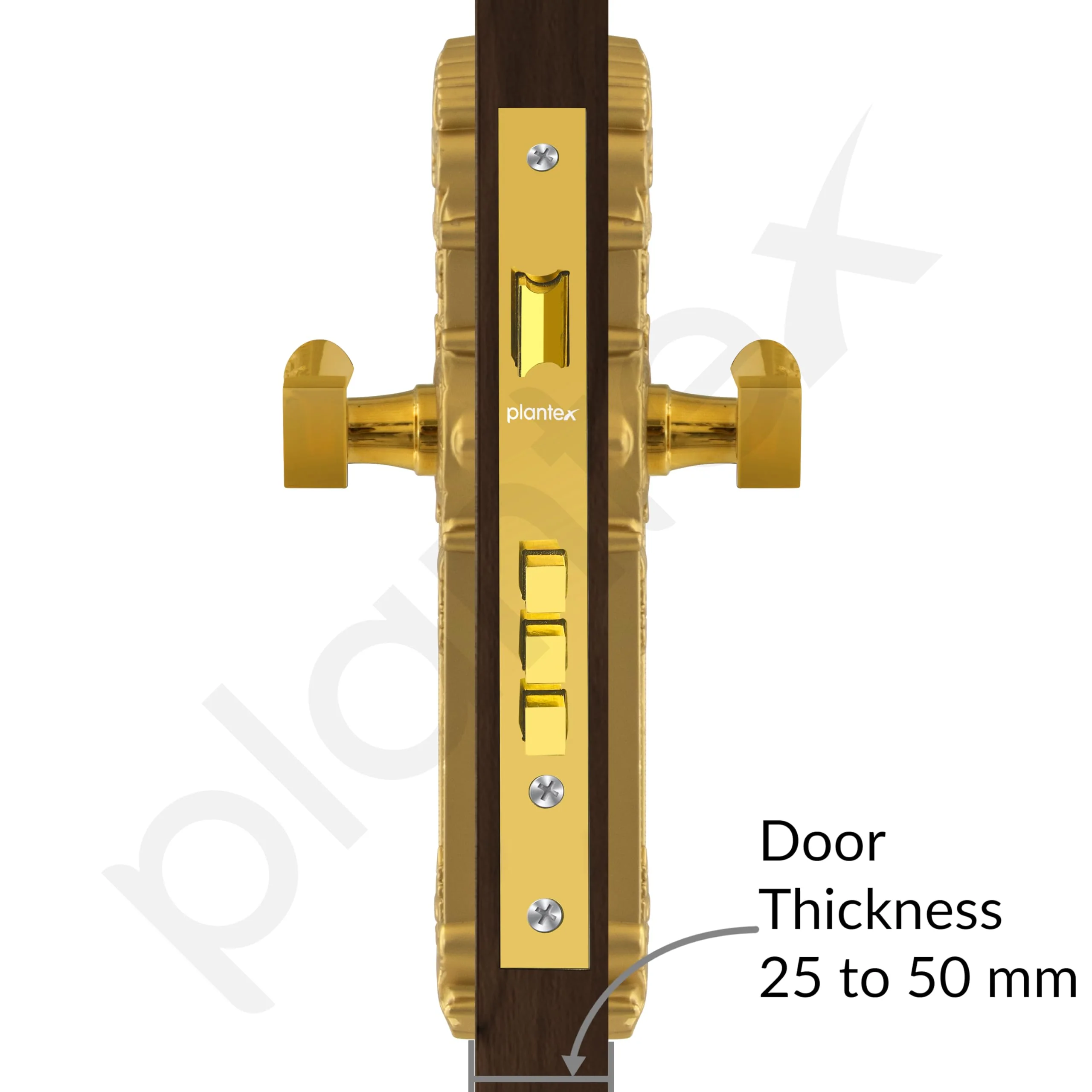 Plantex Main Door Lock Handle Set/6-Lever Lock Mechanism with 3 Years of Warranty/Mortise Door Lock with 3 Keys, Brass Lockbody & Cylinder(657- Gold) - Image 5