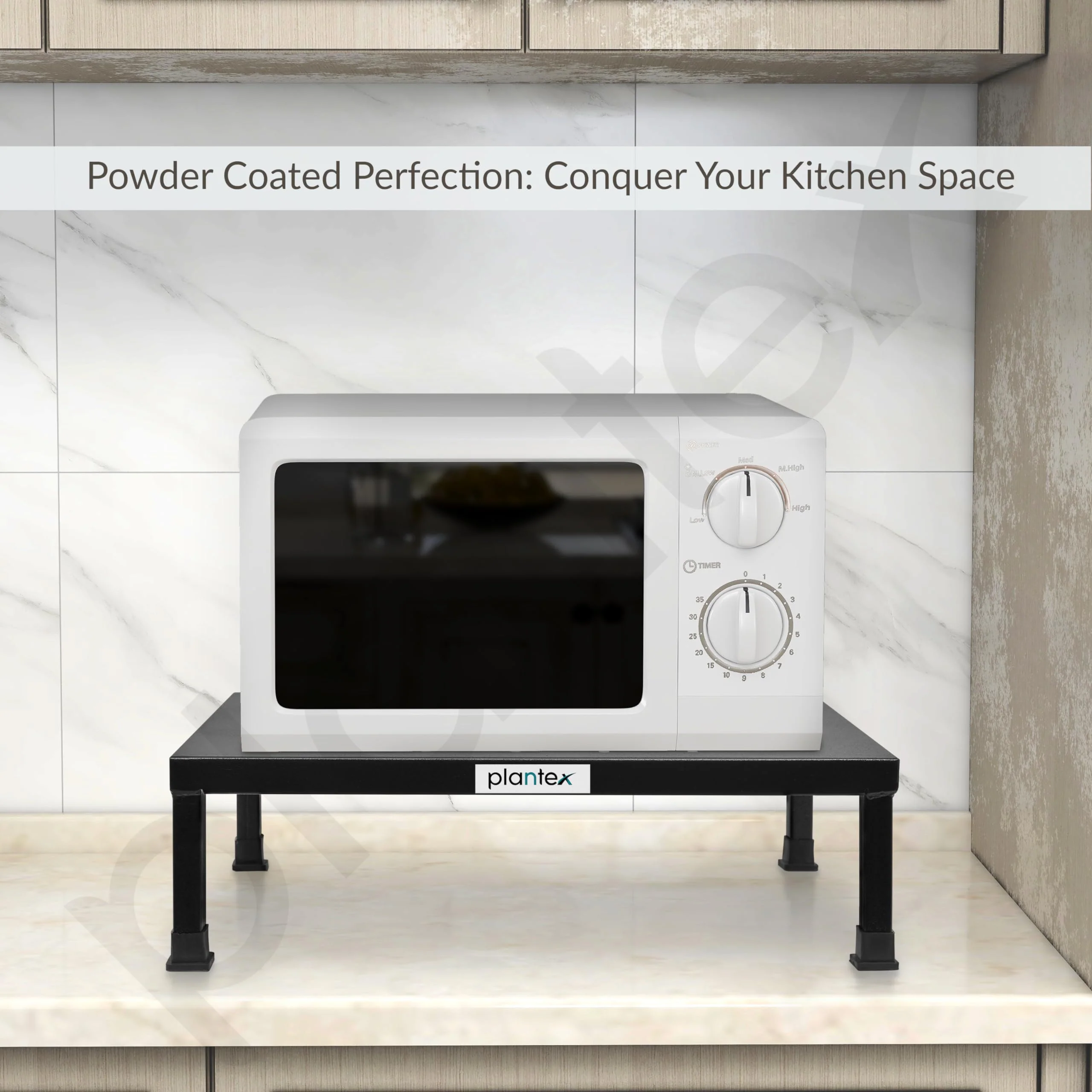 Plantex GI Steel Microwave Oven Stand for Kitchen Platform/Microwave Rack Shelf Organizer for Countertop/Heavy-Duty Metal OTG Rack - Black - Image 6