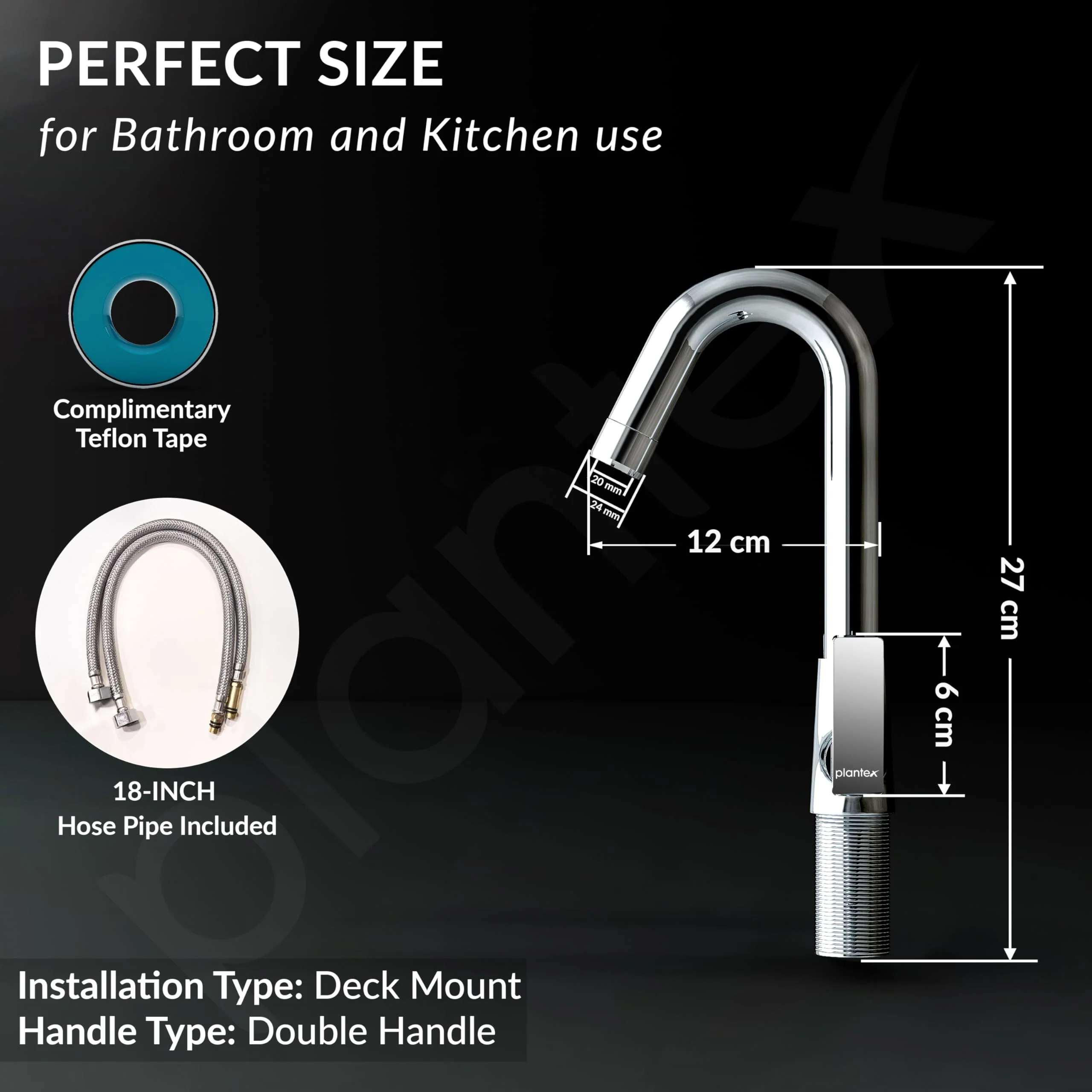 Plantex Mixer Tap for Bathroom/Wash Basin Tap Hot and Cold/Bathroom Accessories/Water Tap/Sink Tap for Wash Basin (Star, Chrome) - Image 4