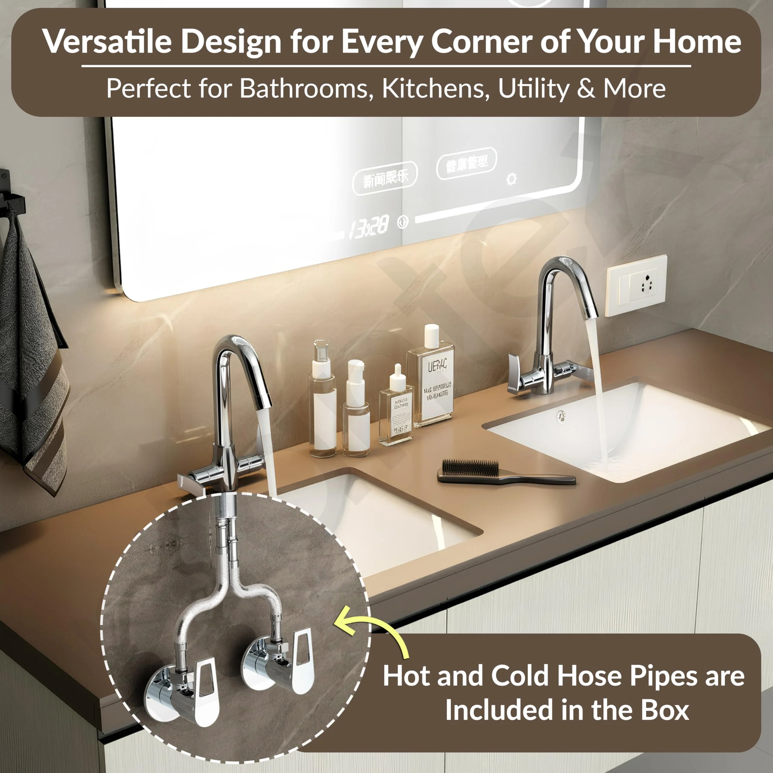 Plantex Mixer Tap for Bathroom/Wash Basin Tap Hot and Cold/Bathroom Accessories/Water Tap/Sink Tap for Wash Basin (Star, Chrome) - Image 6