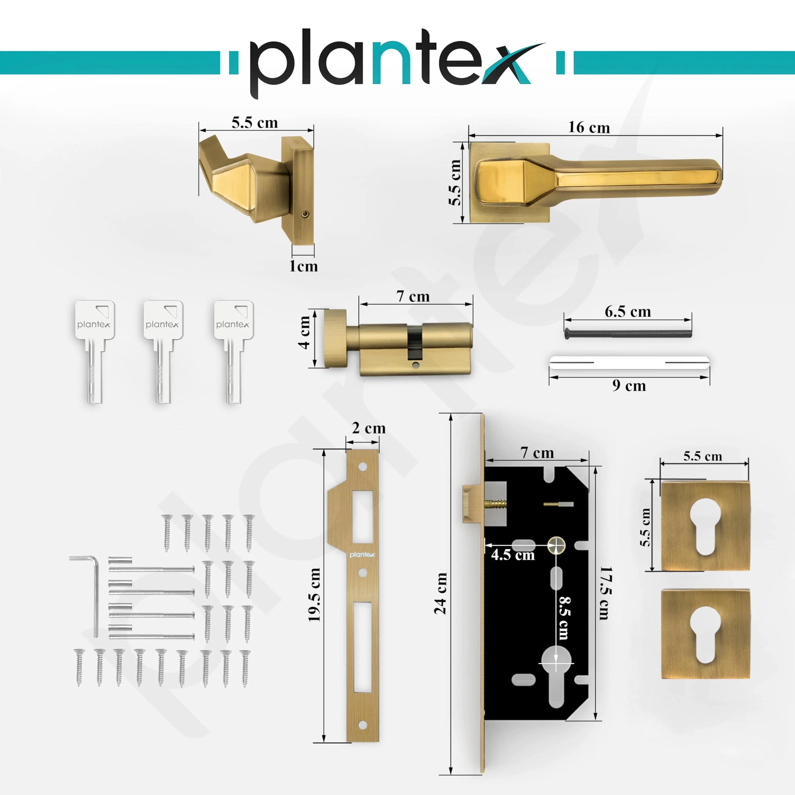 Plantex Mortise Door Lock for Main Door/Premium Handle Lock Set for Home with 3 Years Warranty by Plantex (Brass Antique & Gold) - Image 3