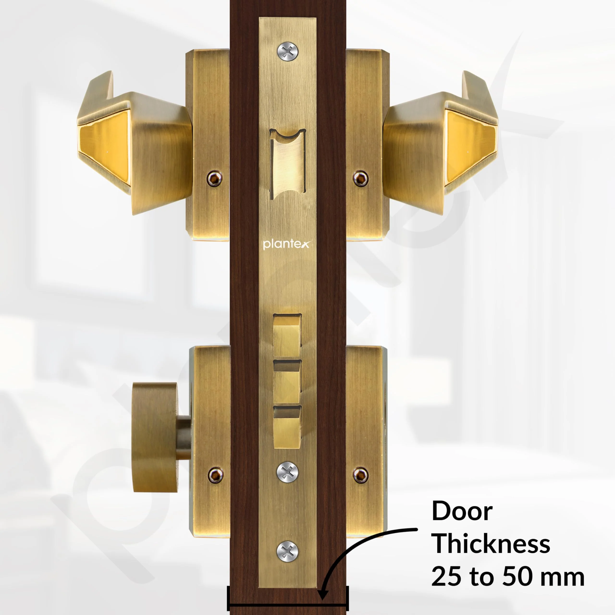 Plantex Mortise Door Lock for Main Door/Premium Handle Lock Set for Home with 3 Years Warranty by Plantex (Brass Antique & Gold) - Image 5