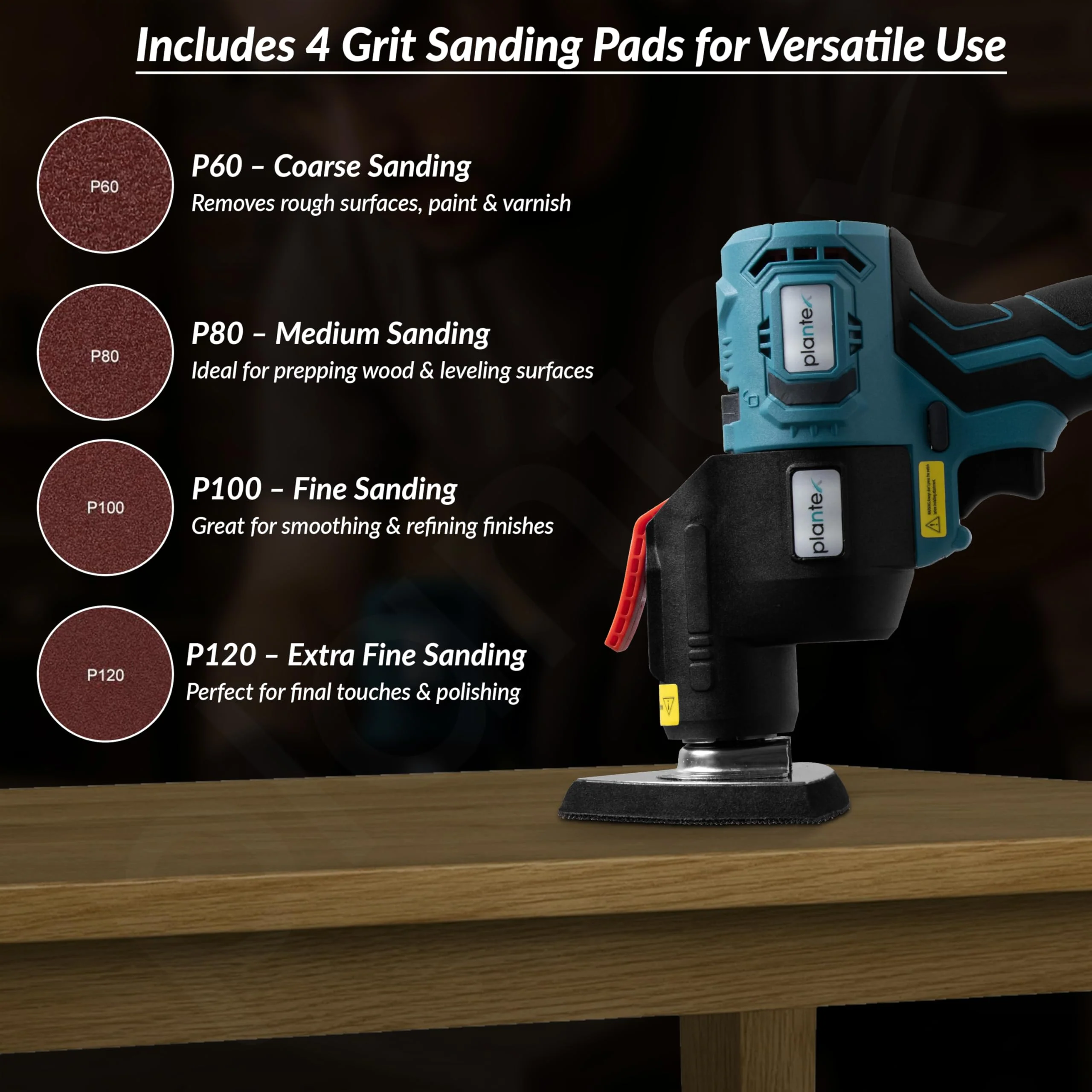 Plantex Multi-Purpose Treasure Oscillating Tool – 0-21000 IPM Variable Speed, 3° Swing Angle – Powerful for Cutting, Sanding, Scraping & Grinding - Black (Mainframe, Battery & Charger Not Included) - Image 6