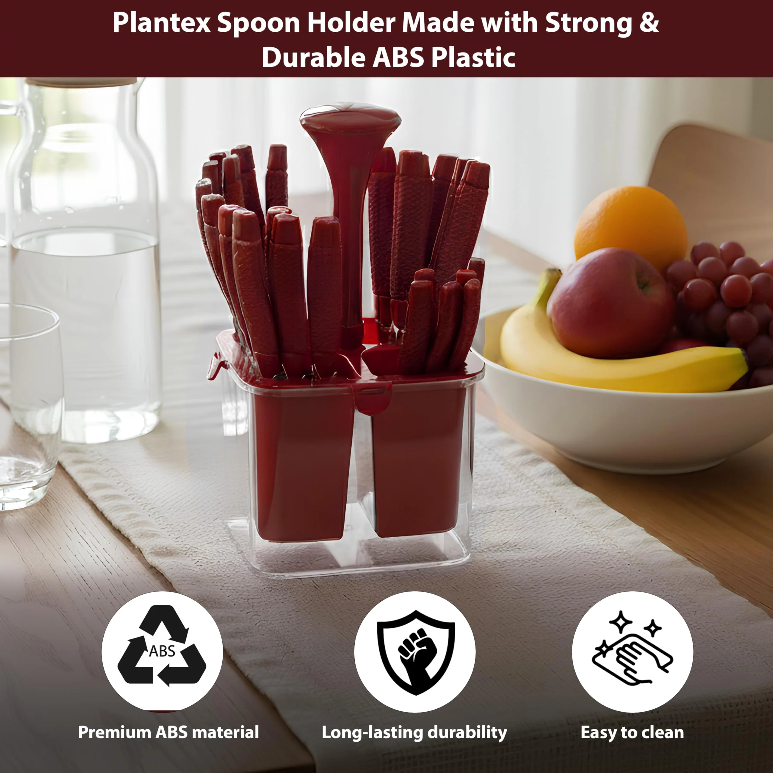 Plantex Oppo Cutlery Set with Storage Box/Spoon Set/Spoon Stand for Kitchen and Dining (24 Pieces - Brown) - Image 2