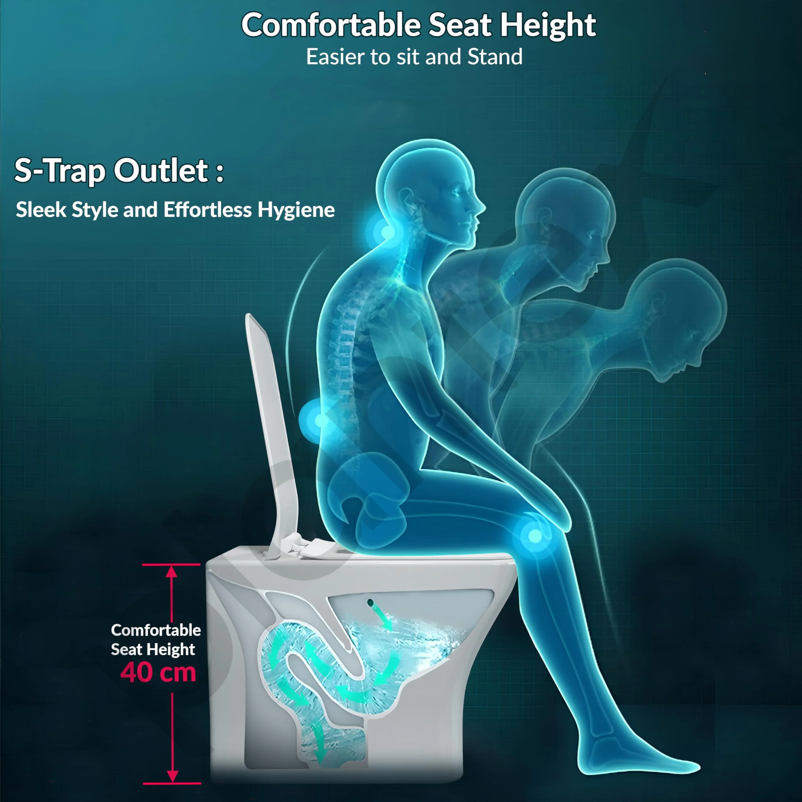 Plantex Platinum Ceramic Commode/Rim Washdown Westen Commode/One Piece Floor Mounted Commode with Soft Close Toilet Seat Cover- S Trap Outlet - (White) - Image 4