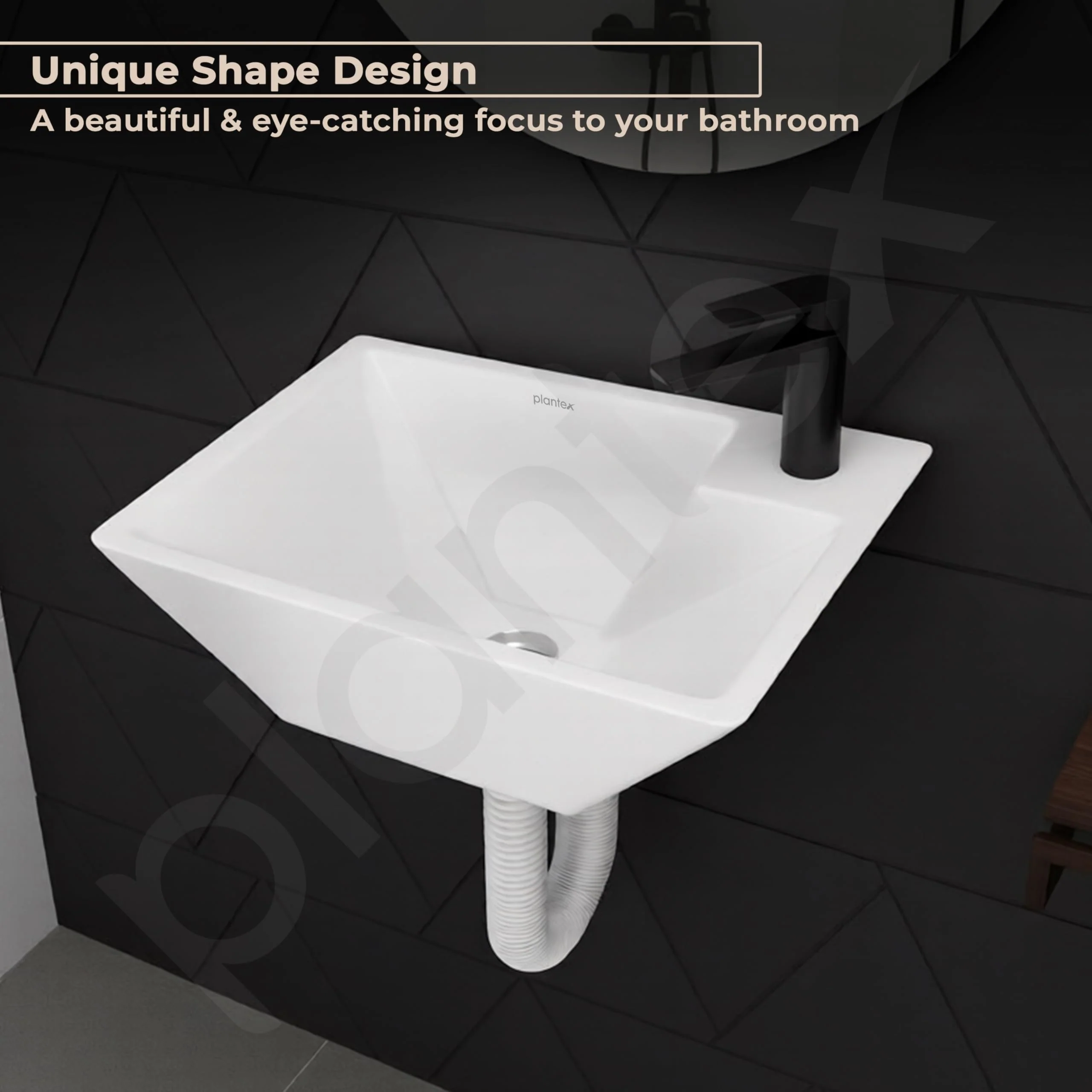 Plantex Platinum Ceramic Wall Mounted Basin/Corner Basin/Wash Basin for Bathroom/Wall Hung Washbasin/Sink for Restaurant, Hotel/10 Years Glaze Warranty by Plantex (Candy -15 x 11 x 5 Inch) - Image 7