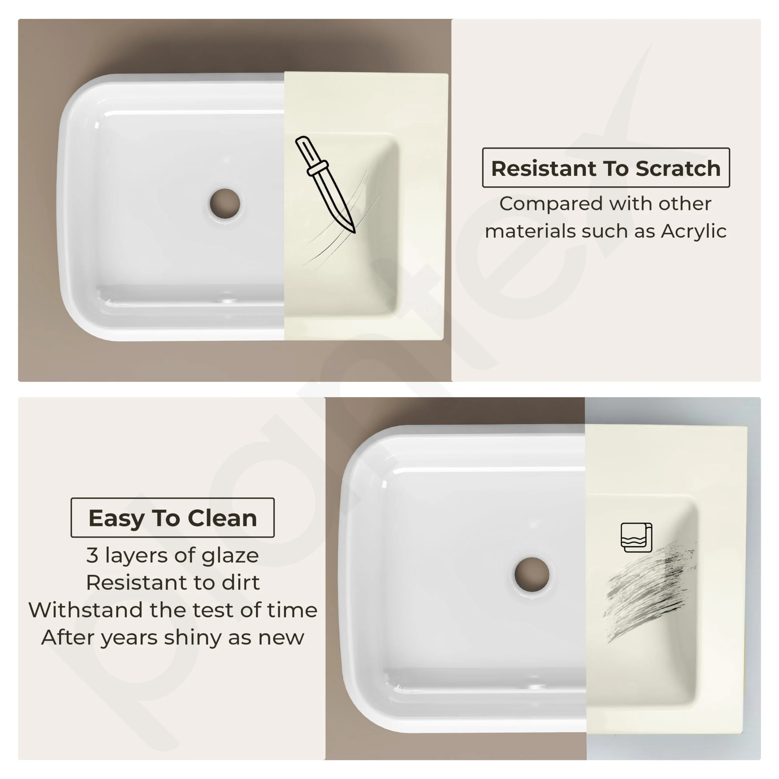 Plantex Platinum Ceramic Wash Basin/Washbasin for Bathroom/Tabletop Wash Basin with 10 Years Glaze Warranty by Plantex/ (Glossy White - 18 x 14 x 5 Inch) - Image 7