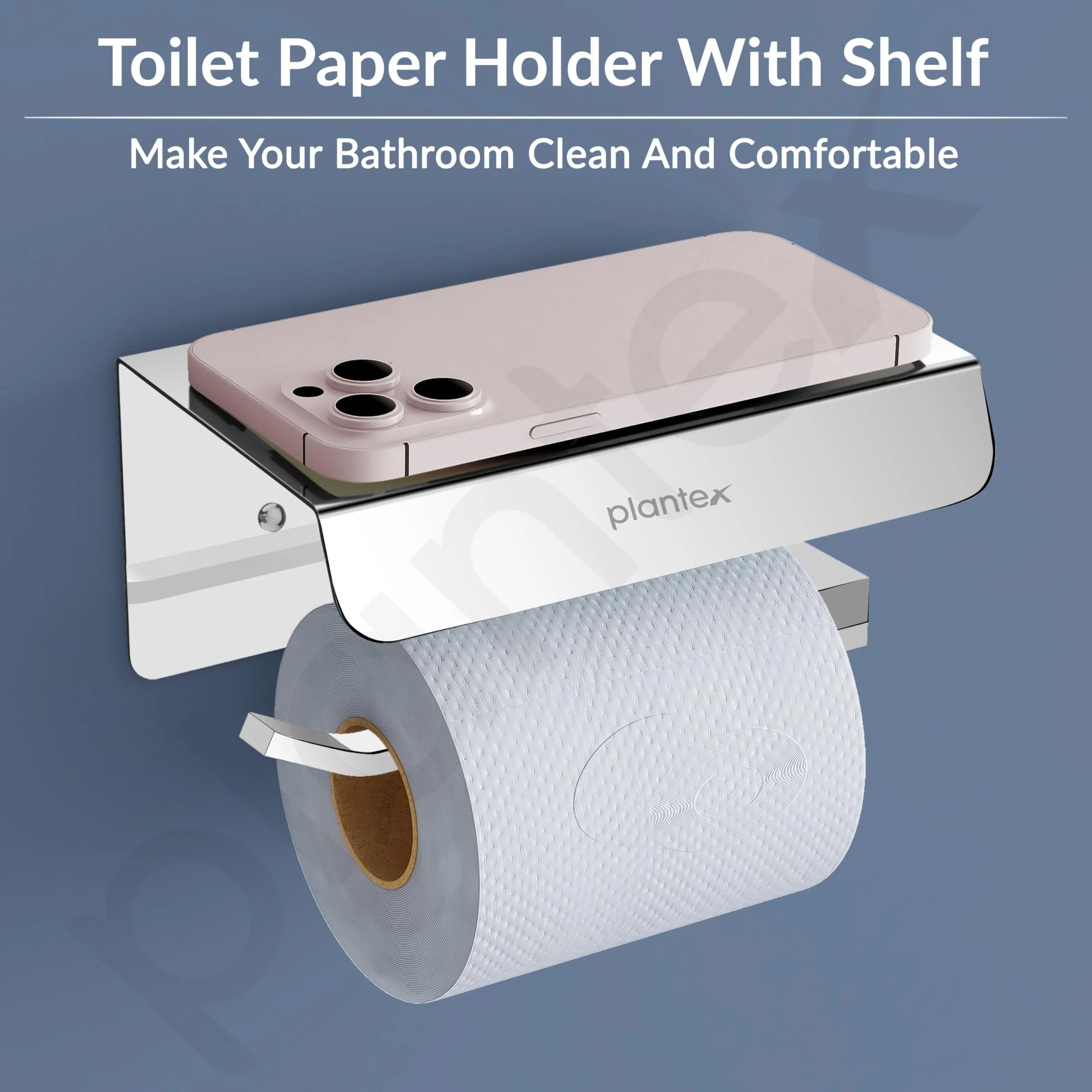 Plantex Platinum Stainless Steel 304 Grade Toilet Paper Holder/Toilet Paper Roll Holder with Mobile Stand/Toilet Paper Roll Holder Stand/Bathroom Accessories (Chrome) - Image 4