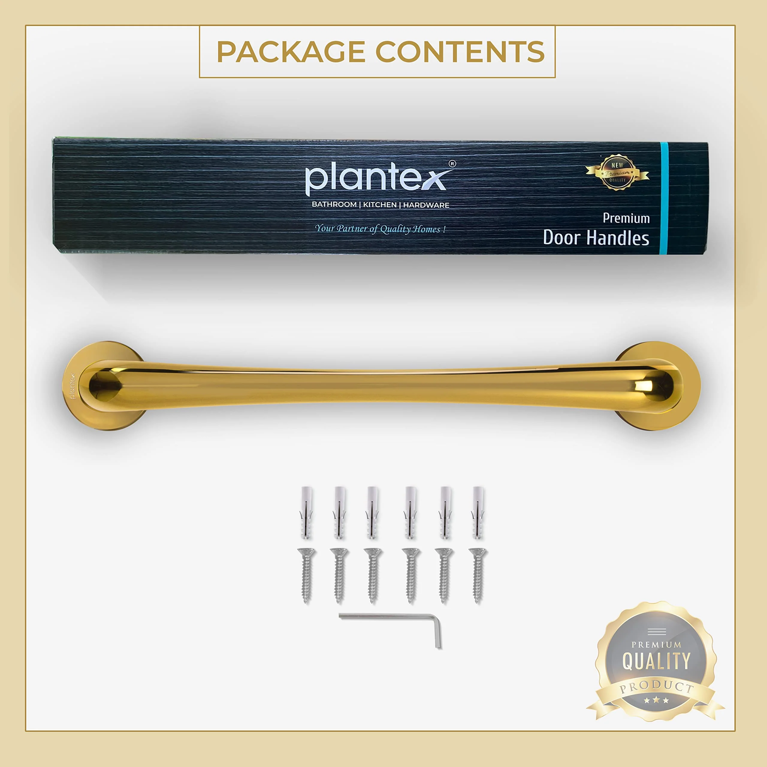 Plantex Polo 14-Inch Door Push-Pull Handle Main Door Handle For Wooden Door/House/Hotel/Office Door Hardware (Rich Gold Finish - Big) - 3 Years Warranty - Image 5