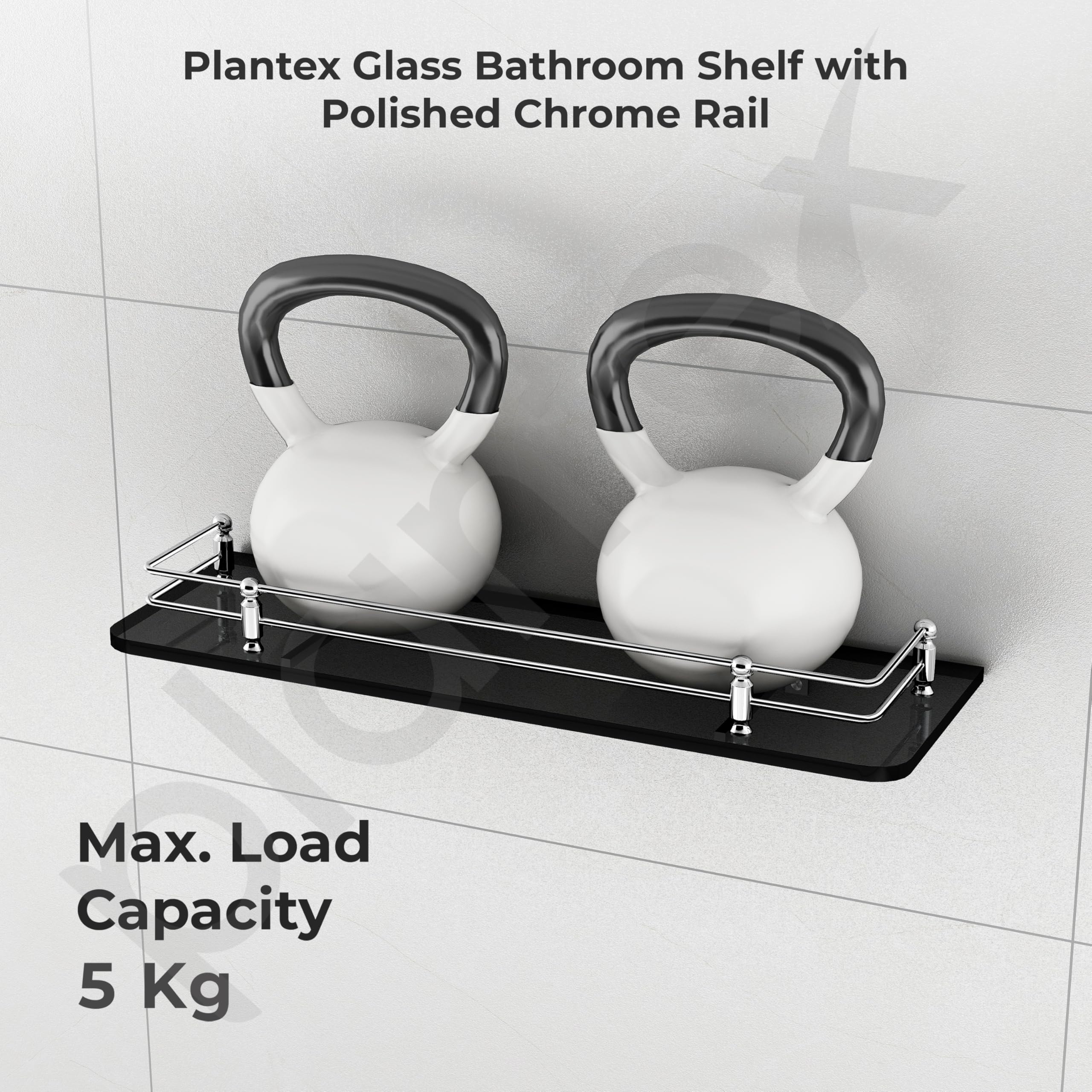 Plantex Premium Black Glass Shelf for Bathroom/Kitchen/Living Room - Bathroom Accessories (Polished, 18x6 Inches) - Pack of 1 - Image 6