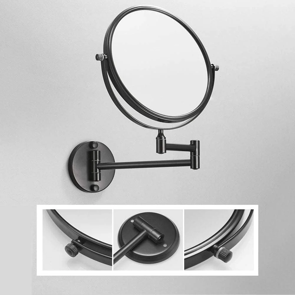 Plantex Premium Brass Magnifying Mirror/Two-Sided 360° Swivel Shaving Mirror with 5x/1x Magnification/Vanity Mirror for Bathroom (8 Inches-Black/Wall Mount) - Image 7