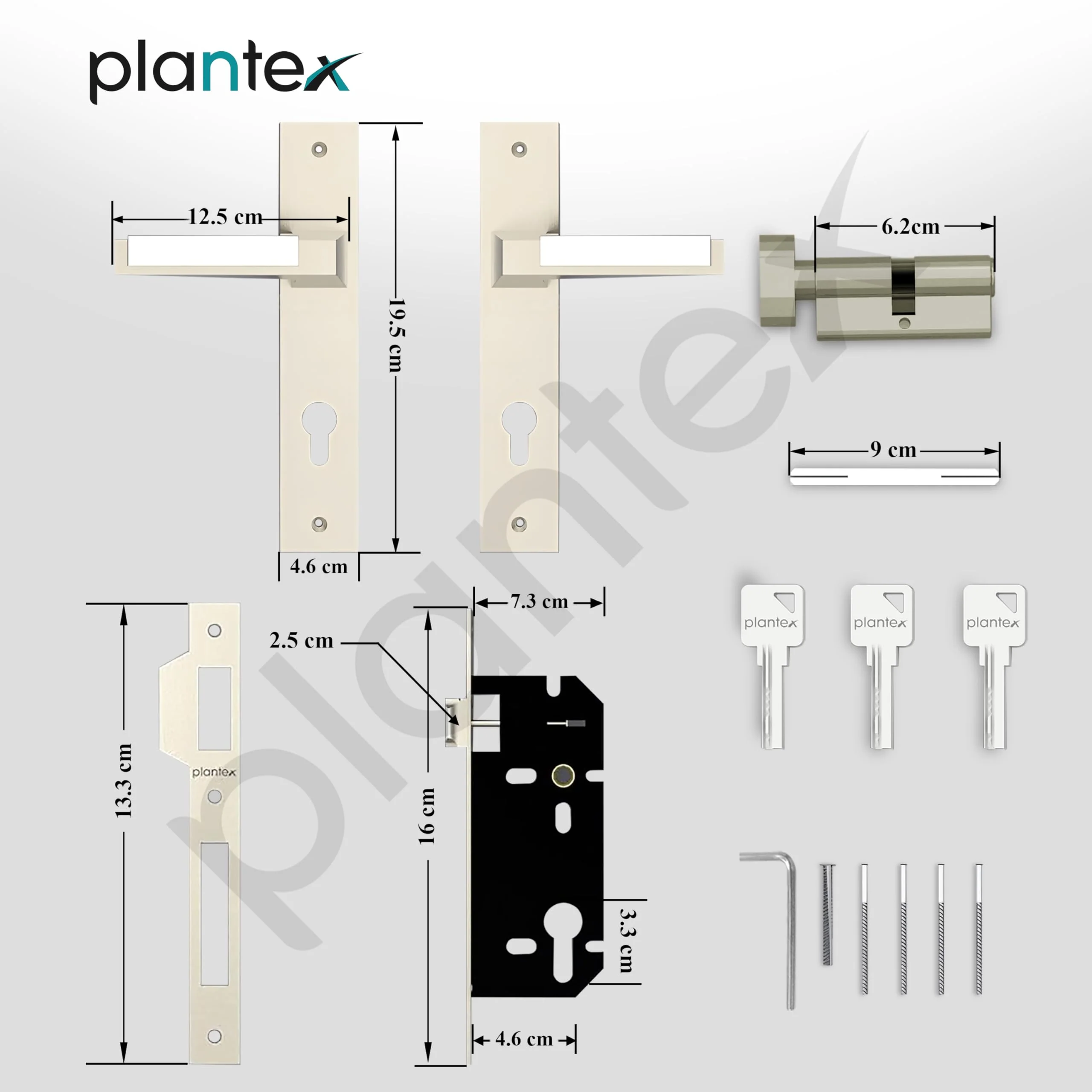 Plantex Premium Door Lock for Home/6-Lever Lock Mechanism with 3 Years of Warranty/Mortise Locks for Door - (8001- Chrome & Matt) - Image 3
