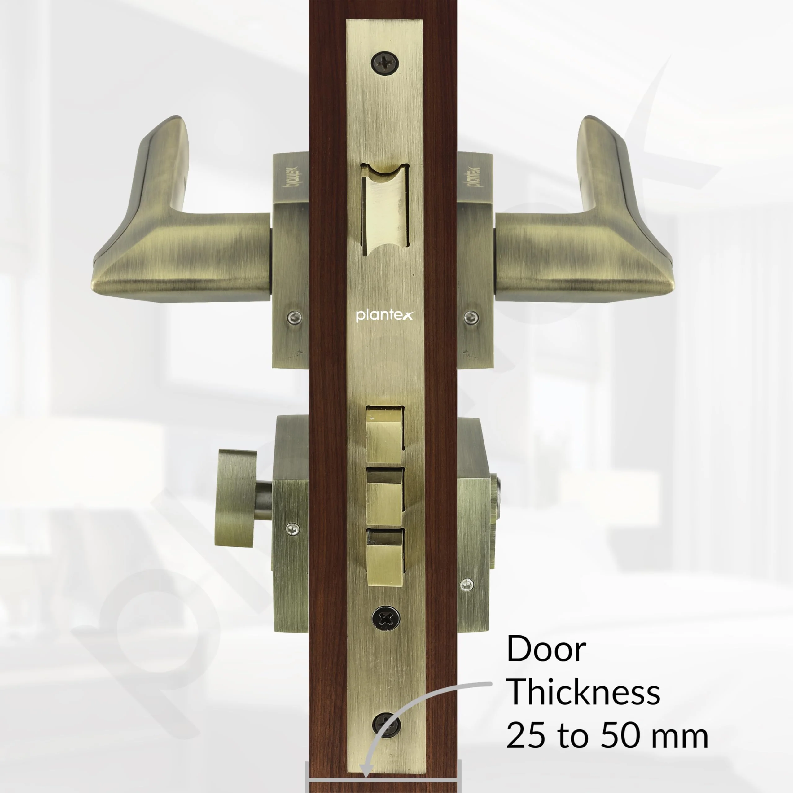 Plantex Premium Door Lock with 3 Years of Warranty/Main Door Lock for Home/Mortise Lock for Door - Main Door Lock Set (7082 - Brass Antique/Satin Black Matt) - Image 5