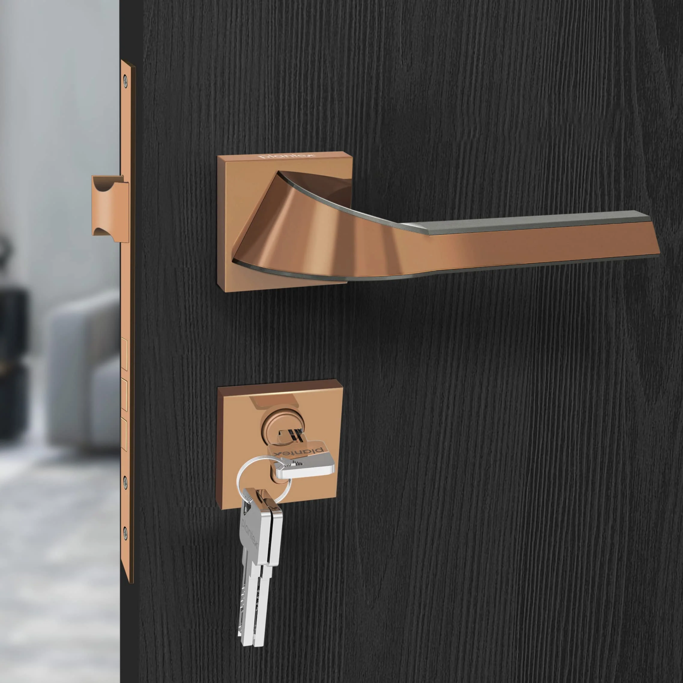 Plantex Premium Door Lock with 3 Years of Warranty/Main Door Lock for Home/Mortise Lock for Door - Main Door Lock Set (7090- PVD Choco & Satin Black Matt) - Image 6