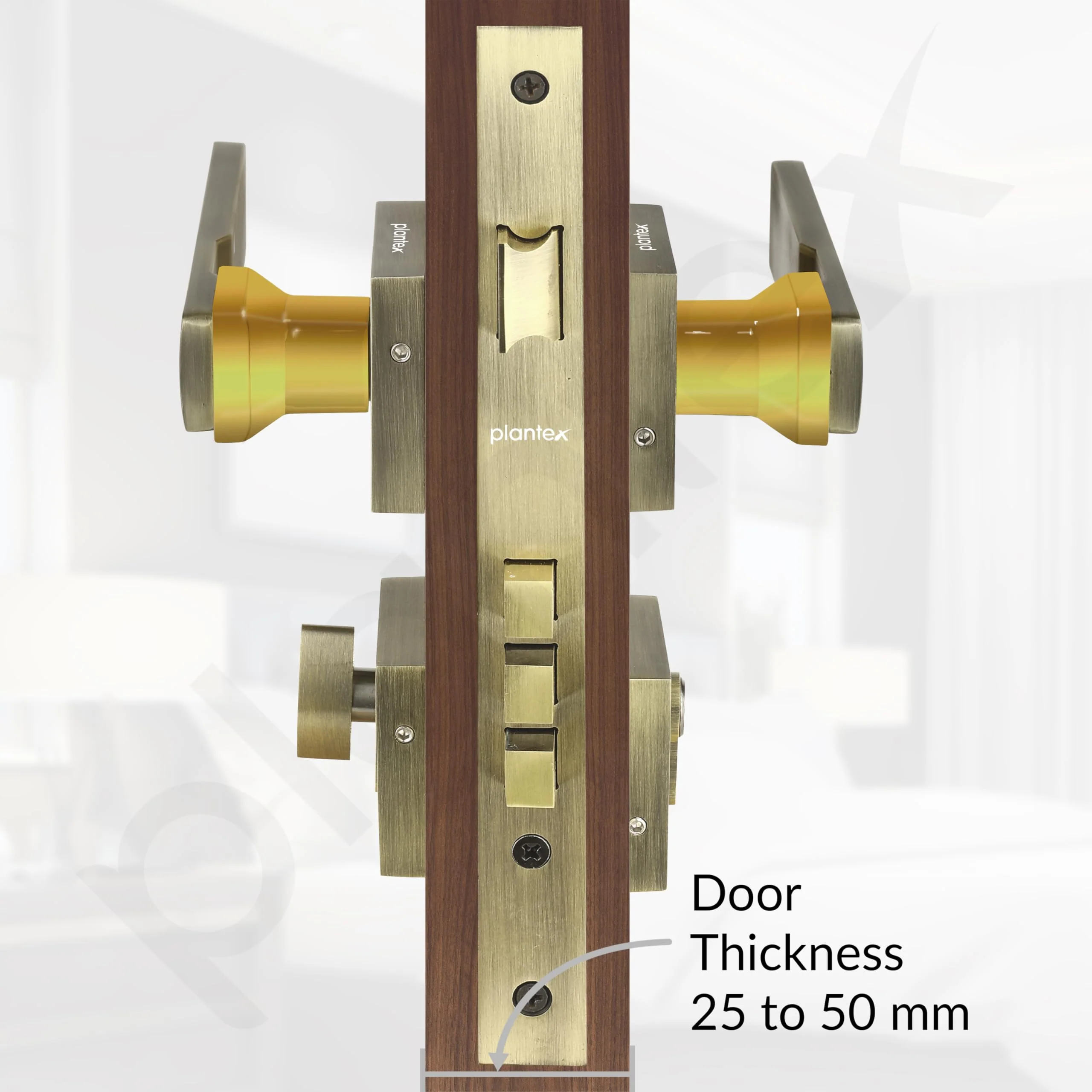 Plantex Premium Door Lock with 3 Years of Warranty/Main Door Lock for Home/Mortise Lock for Door - Main Door Lock Set(7116 - PVD Gold & Brass Antique) - Image 5