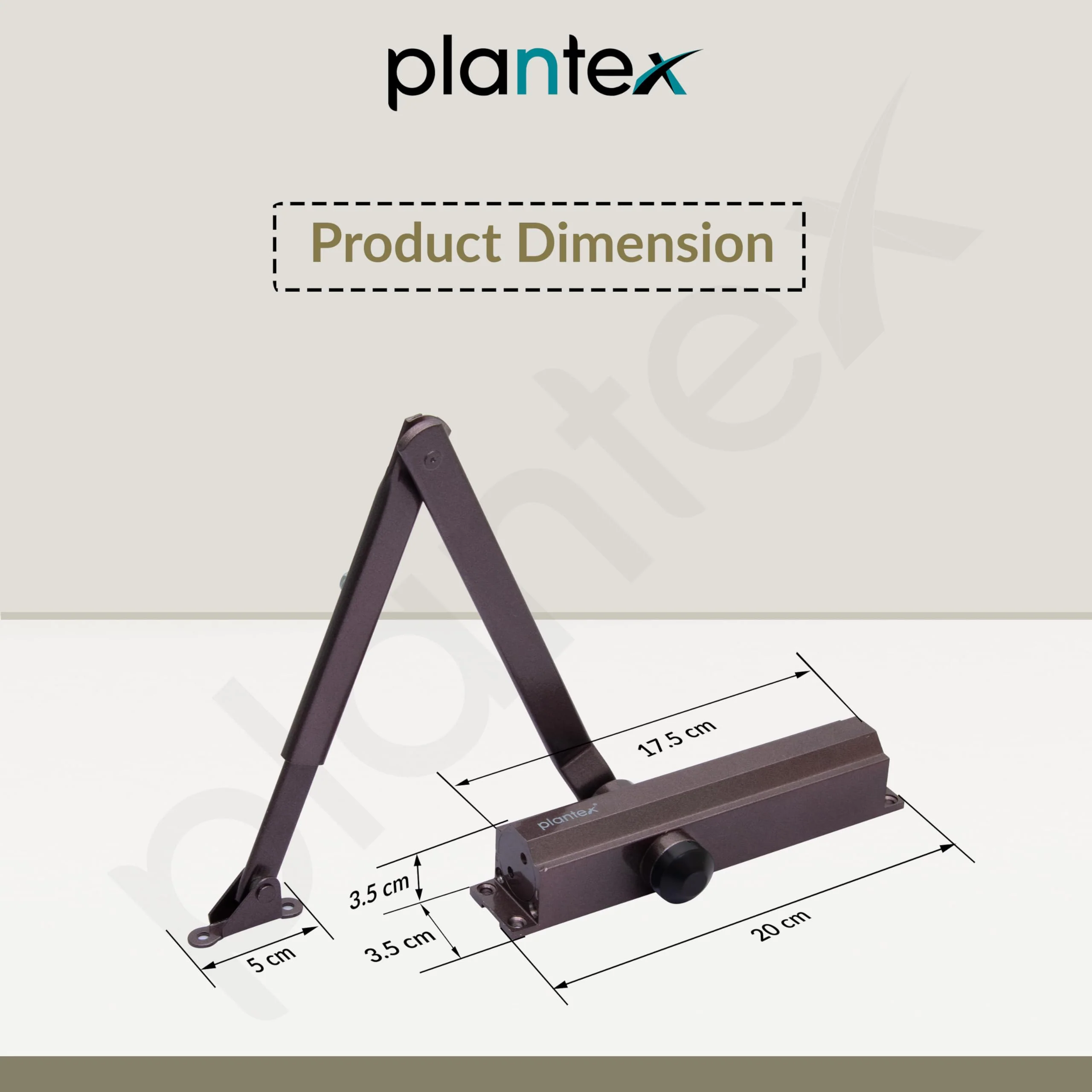 Plantex Premium Heavy Duty Aluminium Door Closer - Automatic Hydraulic Door Closer for Hotel, Home, Office (ISO 9001 Certified) - Brown, 75 Kg Capacity - Image 4
