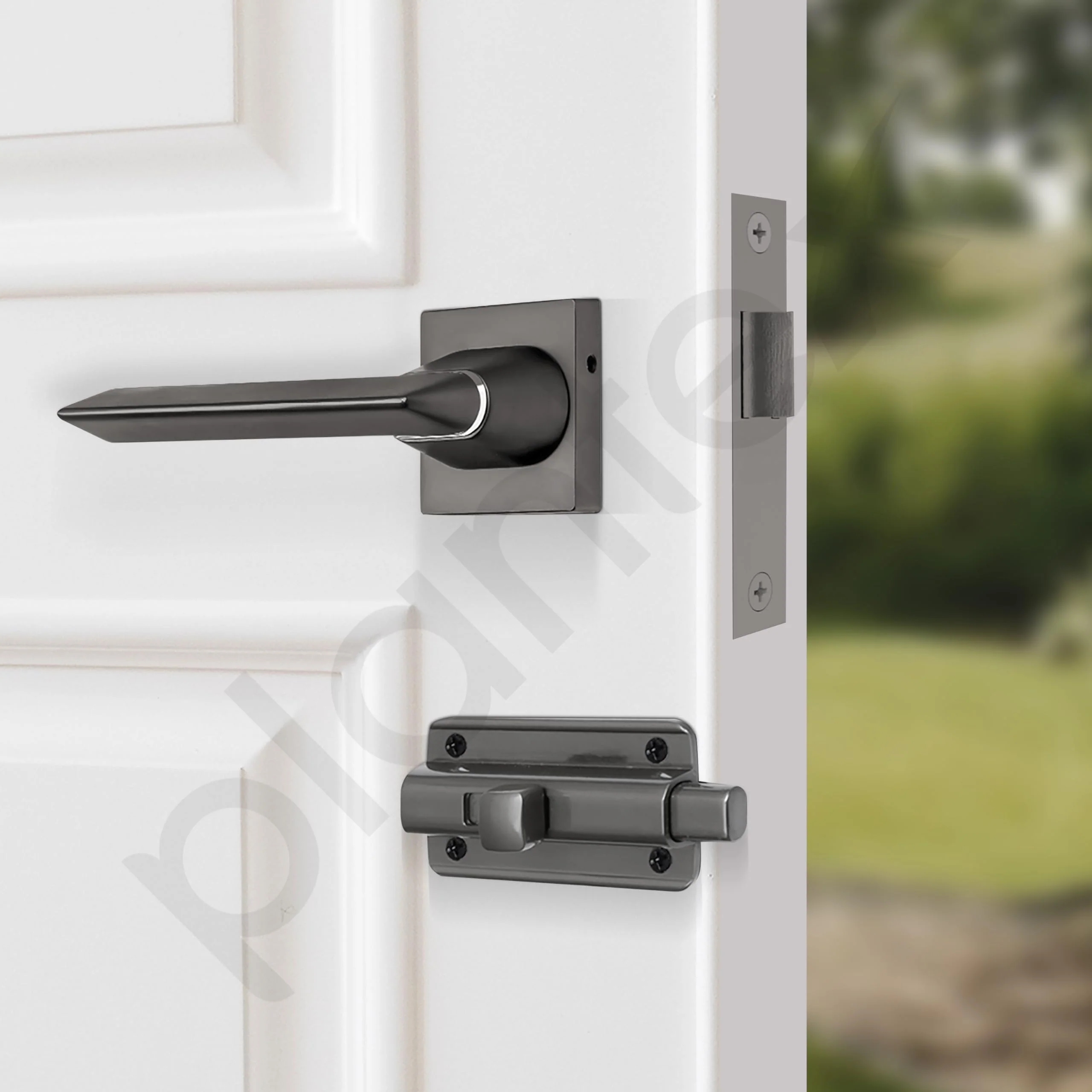 Plantex Premium Heavy-Duty Mortise Door Lock Handle Set for Bathroom/Store Room/Balcony/Office with Baby Latch and Push-Pull Handle - Weatherproof and Keyless (Satin Black-Matt) - Pack of 1 - Image 4