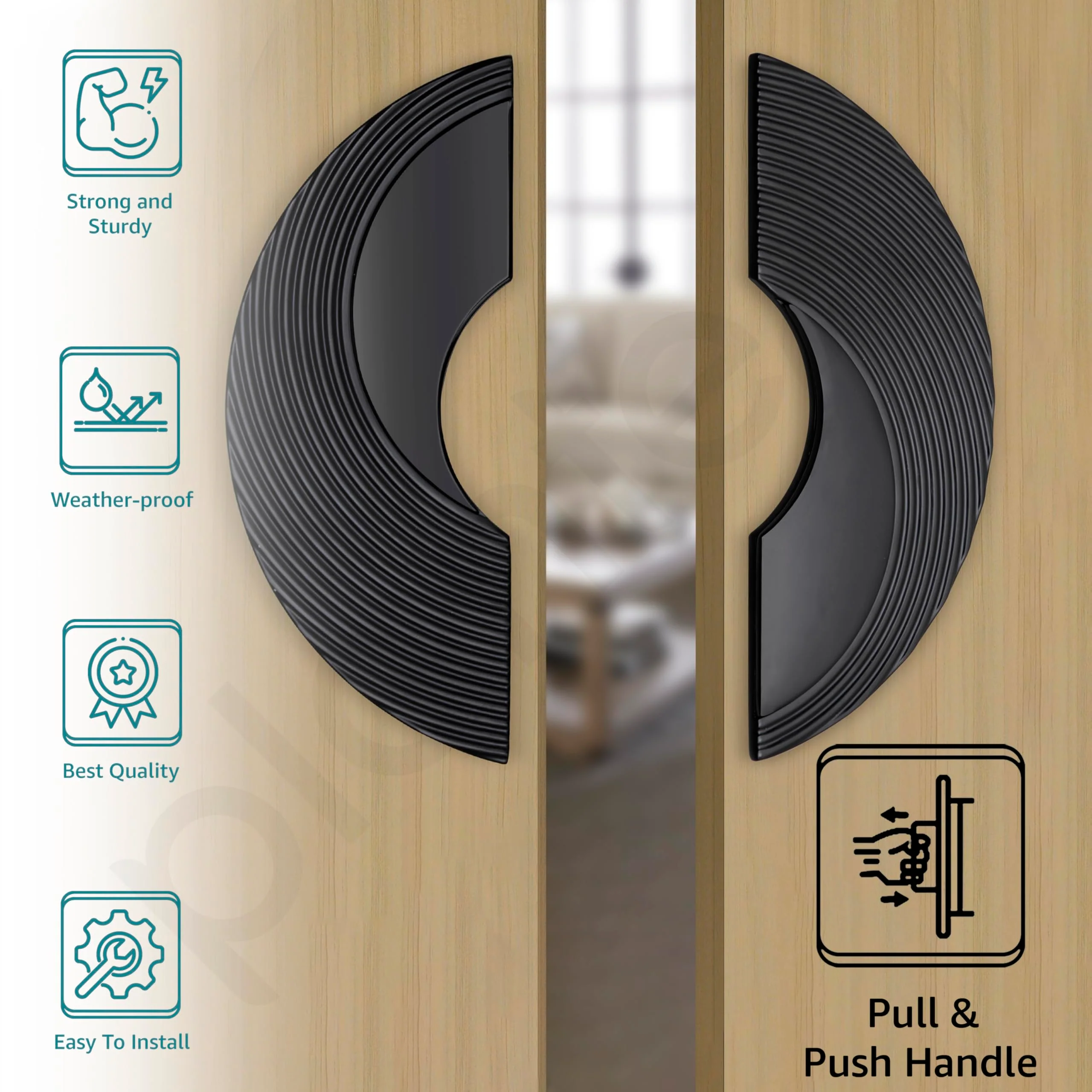 Plantex Premium Pull Handle Door Handle/8-Inches Round Shape Main Door Handle/Pull Push Door Handle/Door & Home Decor- Pack Of 1 (277-Black) - 3 Years Warranty - Image 2