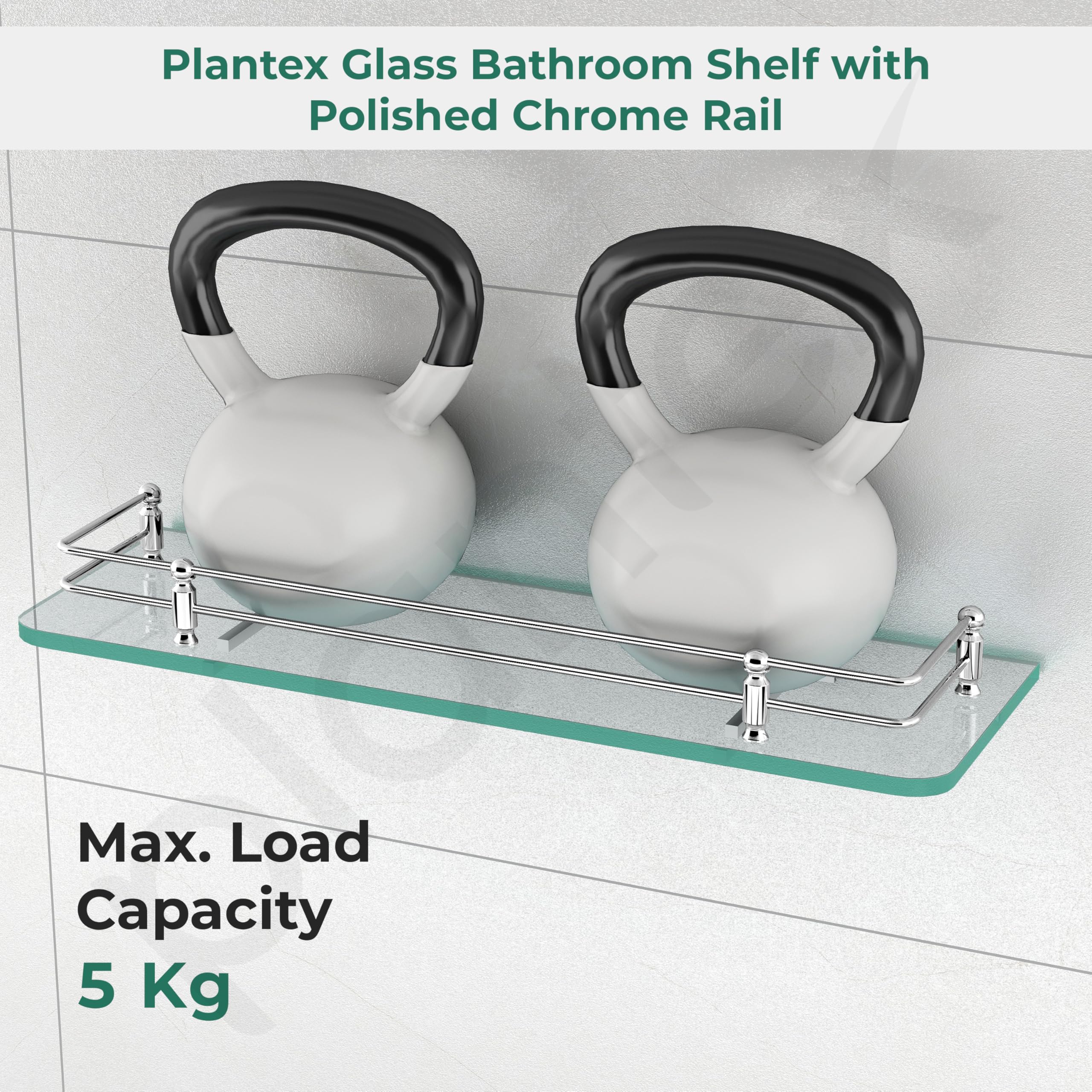 Plantex Premium Transparent Bathroom Glass Shelf/Glass Shelf for Living Room/Bathroom & Kitchen Accessories- (Polished, 18x6 Inches) - Pack of 1 - Image 6