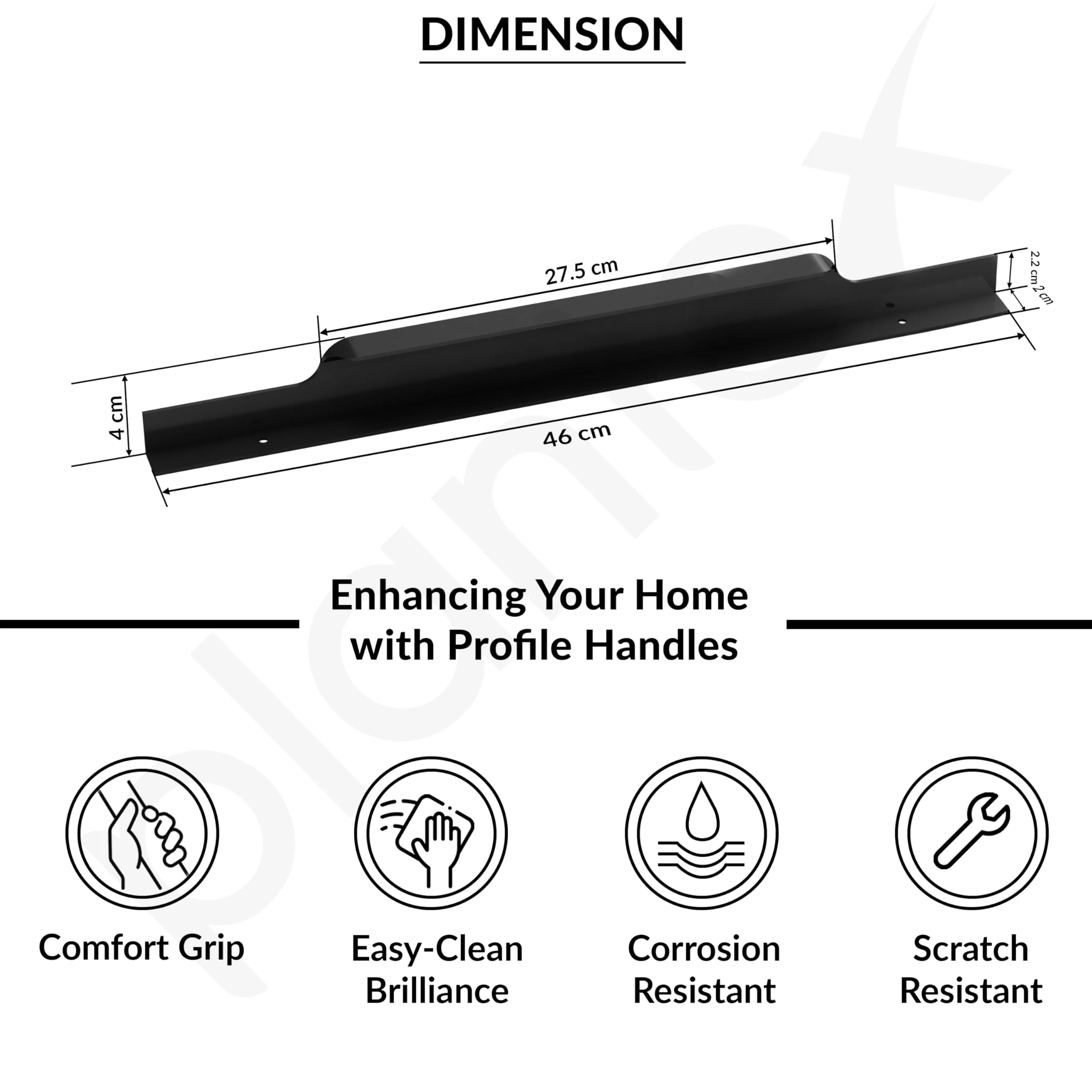 Plantex Profile Handle for Kitchen Cabinet/18 Inch Alluminium Drawer Profile Handle/Wardrobe Pull Handle for Home/Office/Hotel - Pack of 1 (Black) - Image 3
