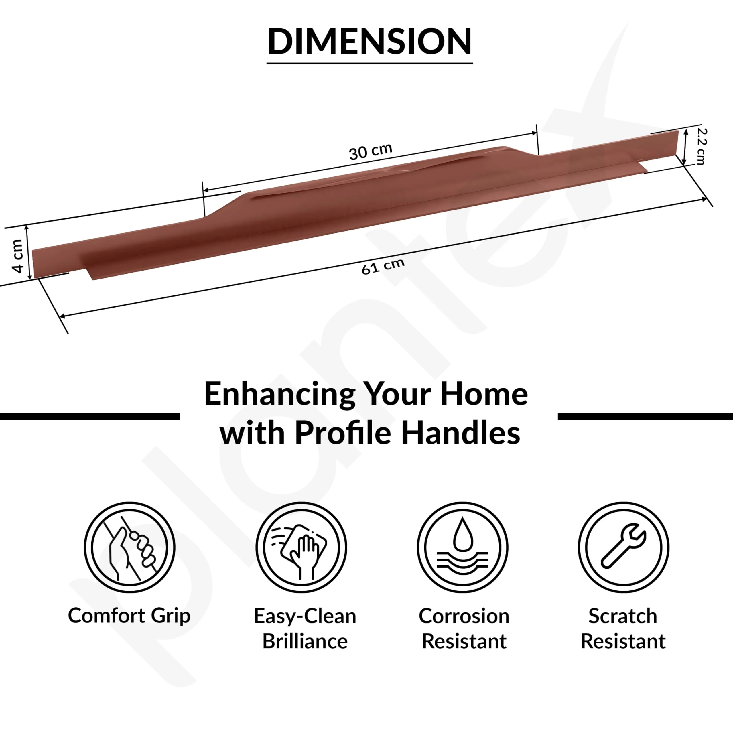 Plantex Profile Handle for Kitchen Cabinet/24 Inch Alluminium Drawer Profile Handle/Wardrobe Pull Handle for Home/Office/Hotel - Pack of 1 (Rose Gold) - Image 3