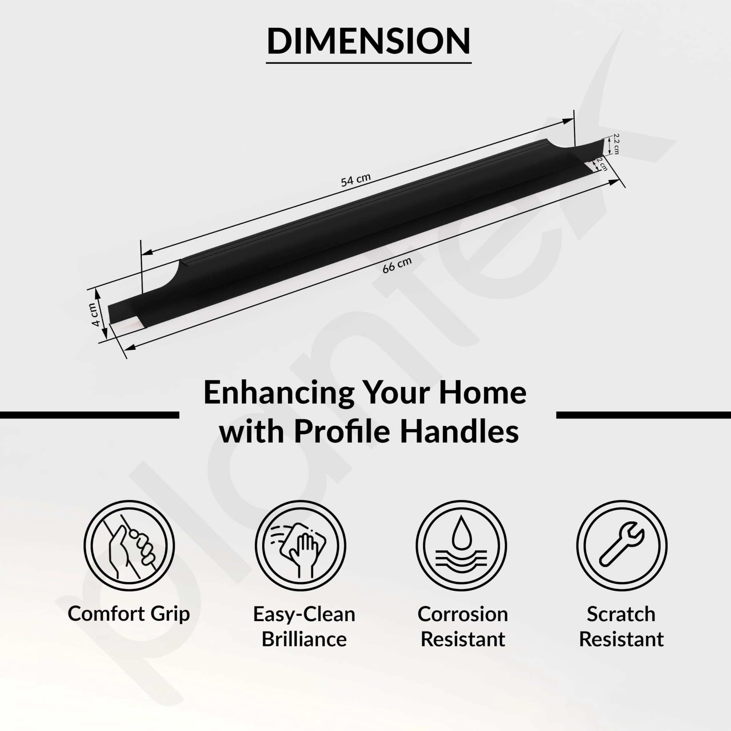 Plantex Profile Handle for Kitchen Cabinet/26 Inch Alluminium Drawer Profile Handle/Wardrobe Pull Handle for Home/Office/Hotel - Pack of 1 (Black) - Image 3