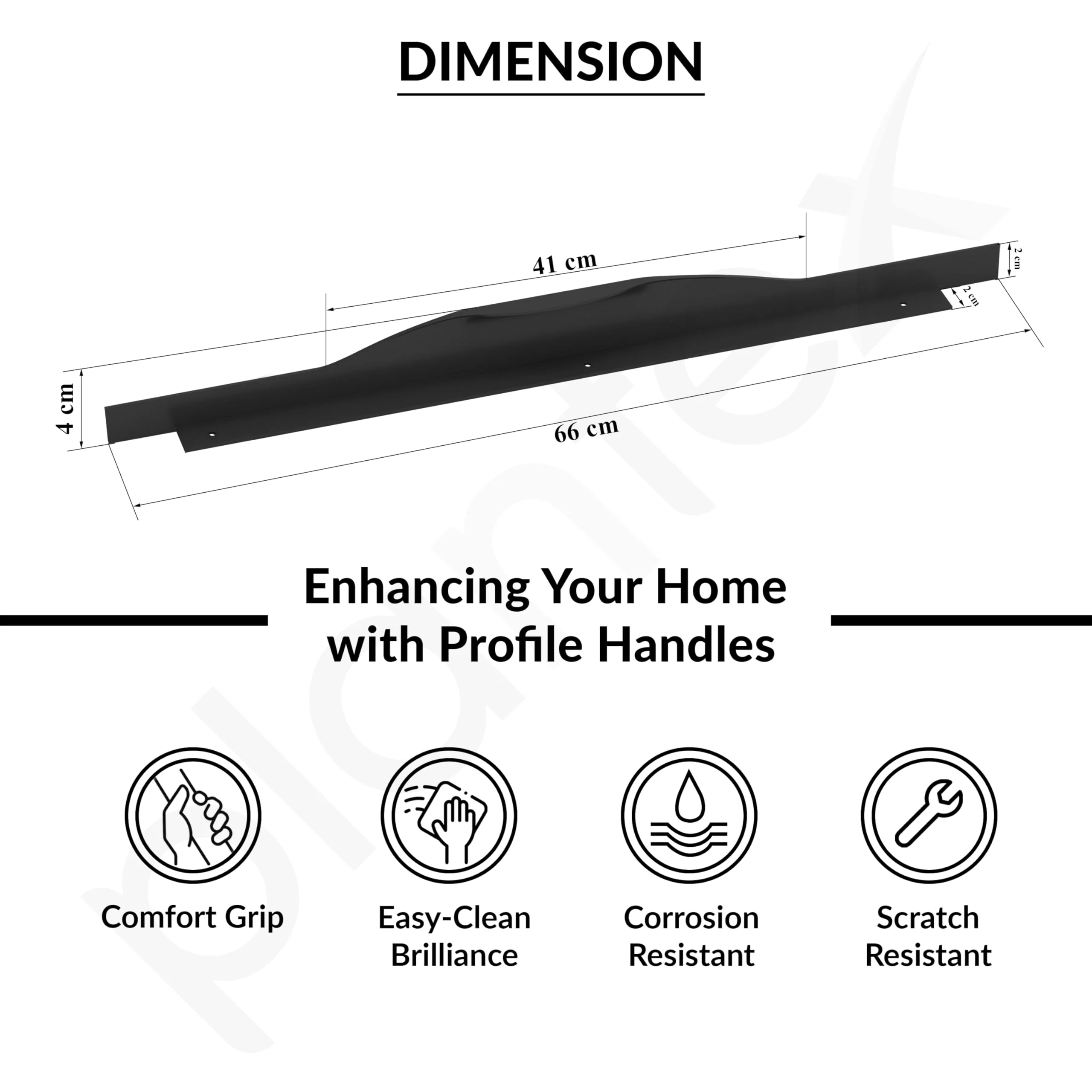 Plantex Profile Handle for Kitchen Cabinet/26 Inch Alluminium Drawer Profile Handle/Wardrobe Pull Handle for Home/Office/Hotel - Pack of 1 (Black) - Image 5