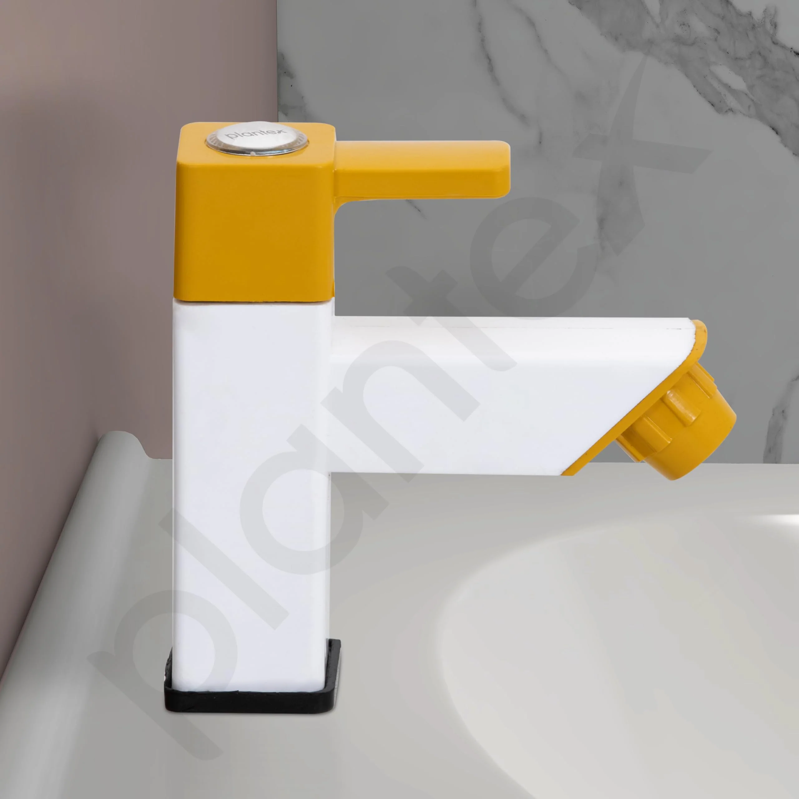 Plantex PTMT EDS-123 Single Lever Pillar Tap for Wash Basin with Water Saving Aerator/Water Tap for Bathroom Sink (Yellow & White) - Image 5