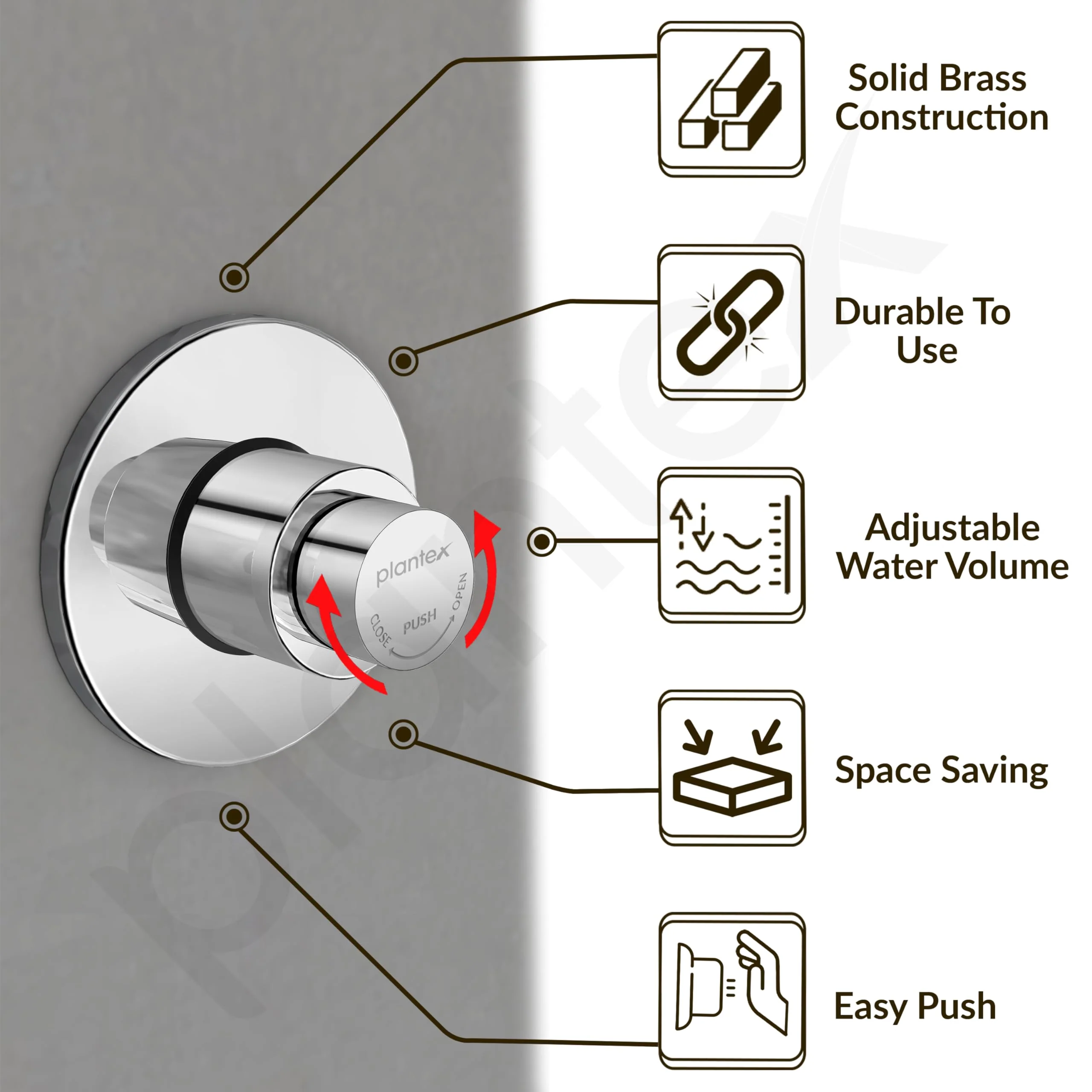 Plantex Pure Brass 40mm Thread Diameter Metropole Flush Valve for Toilet/Toilet Flush/Flush Valve for Urinal Commercial and Residential Use -(ALD-1302-Chrome) - Image 5