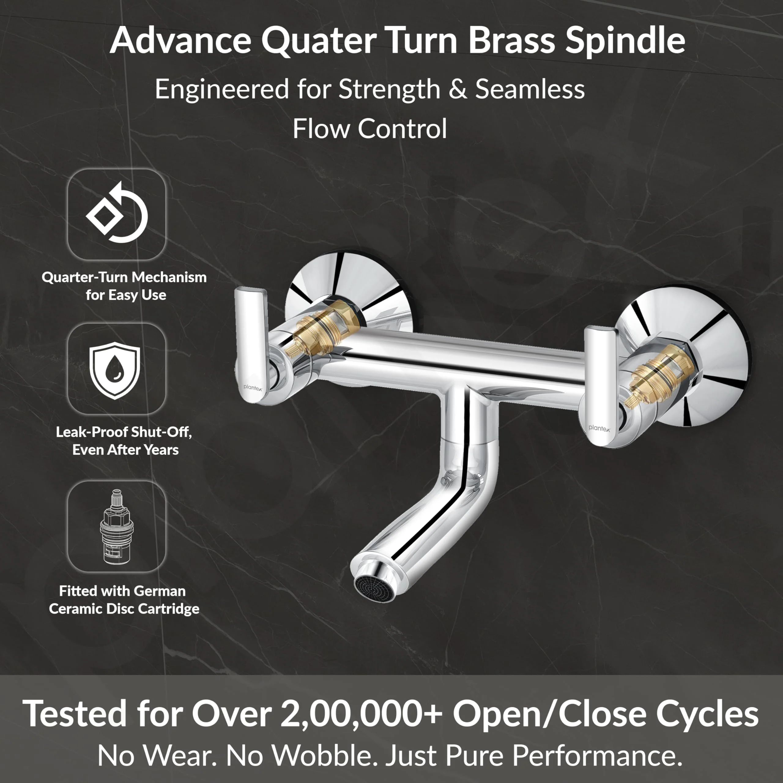 Plantex Pure Brass Bal-516 Non Telephonic Wall Mixer with Water Saving Aerator/Mixer Tap for Bathroom with Brass Wall Flange and Teflon Tape-7 Year Warranty(Mirror Chrome) - Image 3