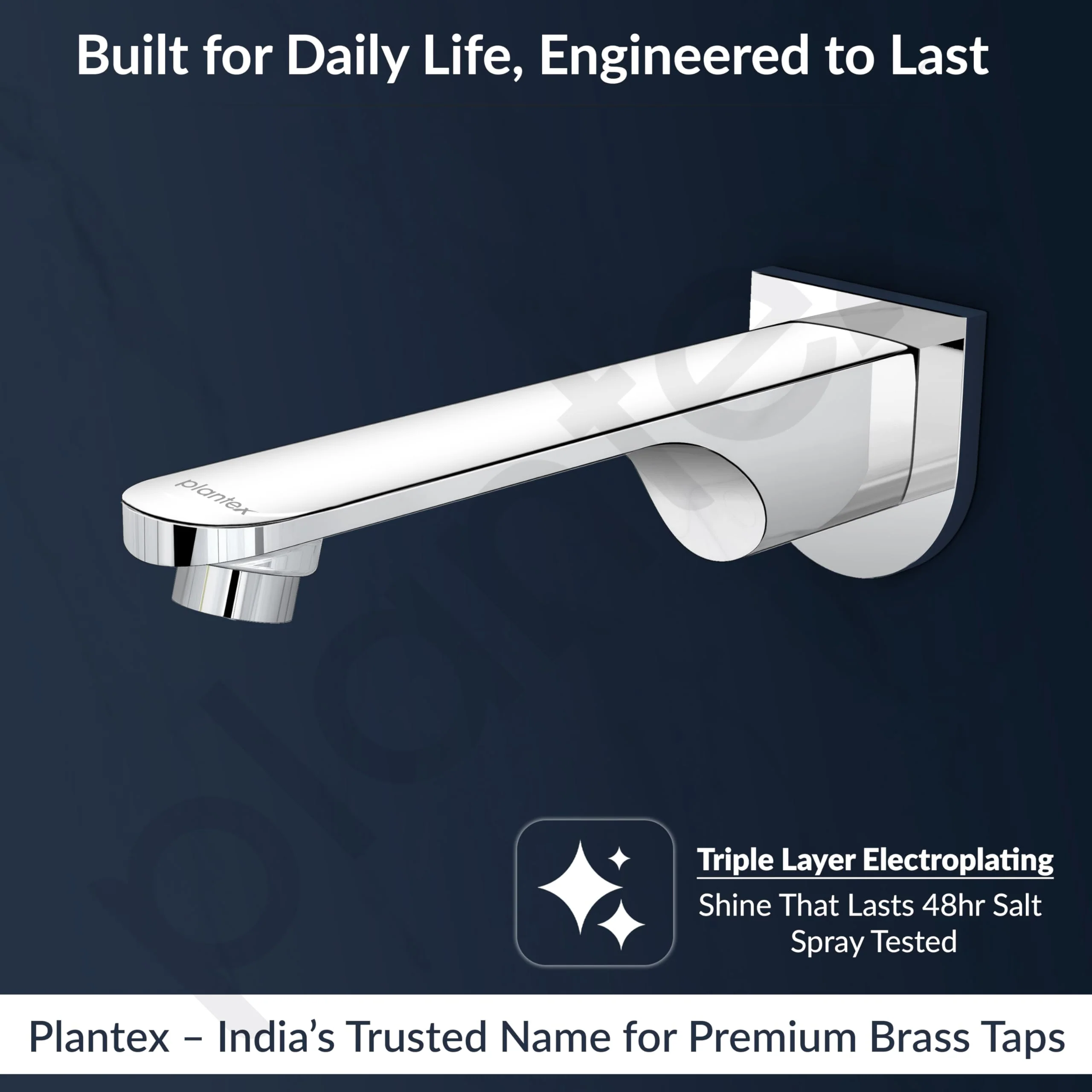 Plantex Pure Brass Bath Tub Spout with Wall Flange/High Flow Spout for Bathroom-(Chrome) - Image 2