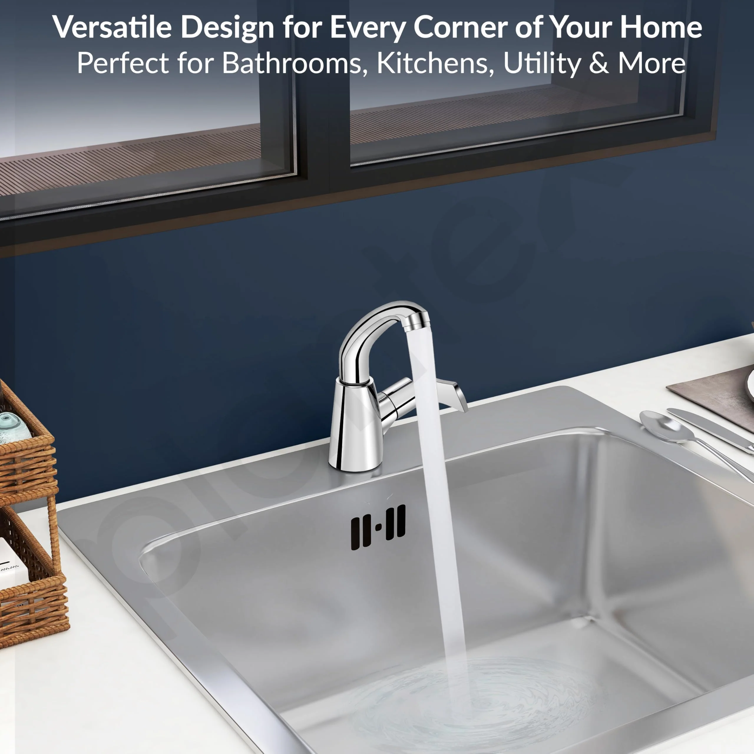 Plantex Pure Brass High Neck Pillar Cock Water Tap with Teflon Tape/360 Degree Swivel Spout/Single Lever Tabletop Basin Sink Cock - (3503, Chrome) - Image 6
