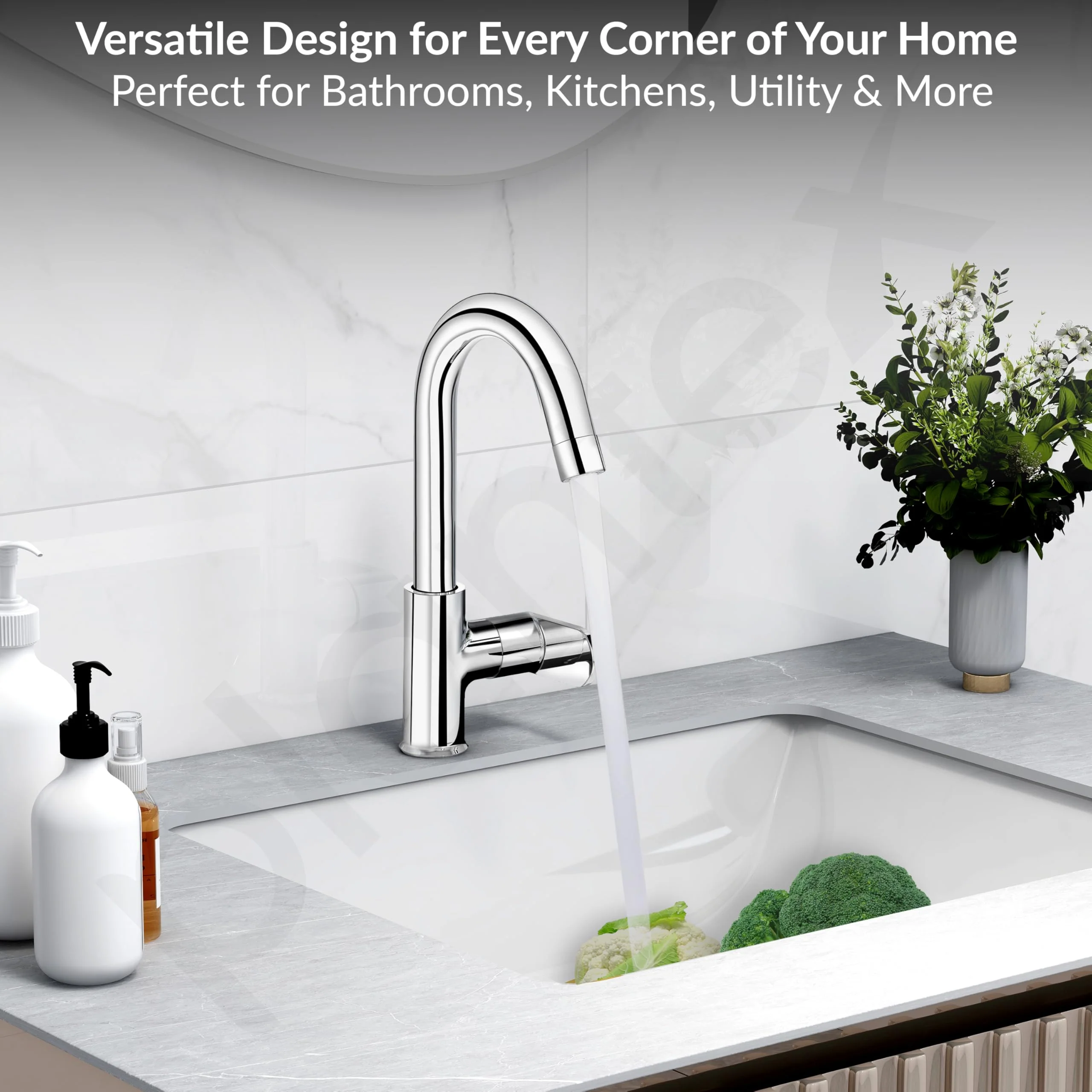 Plantex Pure Brass Kitchen Sink Tap with Water Saving Aerator/Sink Tap for Kitchen Basin with Brass Wall Flange and Teflon Tape-7 Year Warranty (ORN-212-Chrome) - Image 7