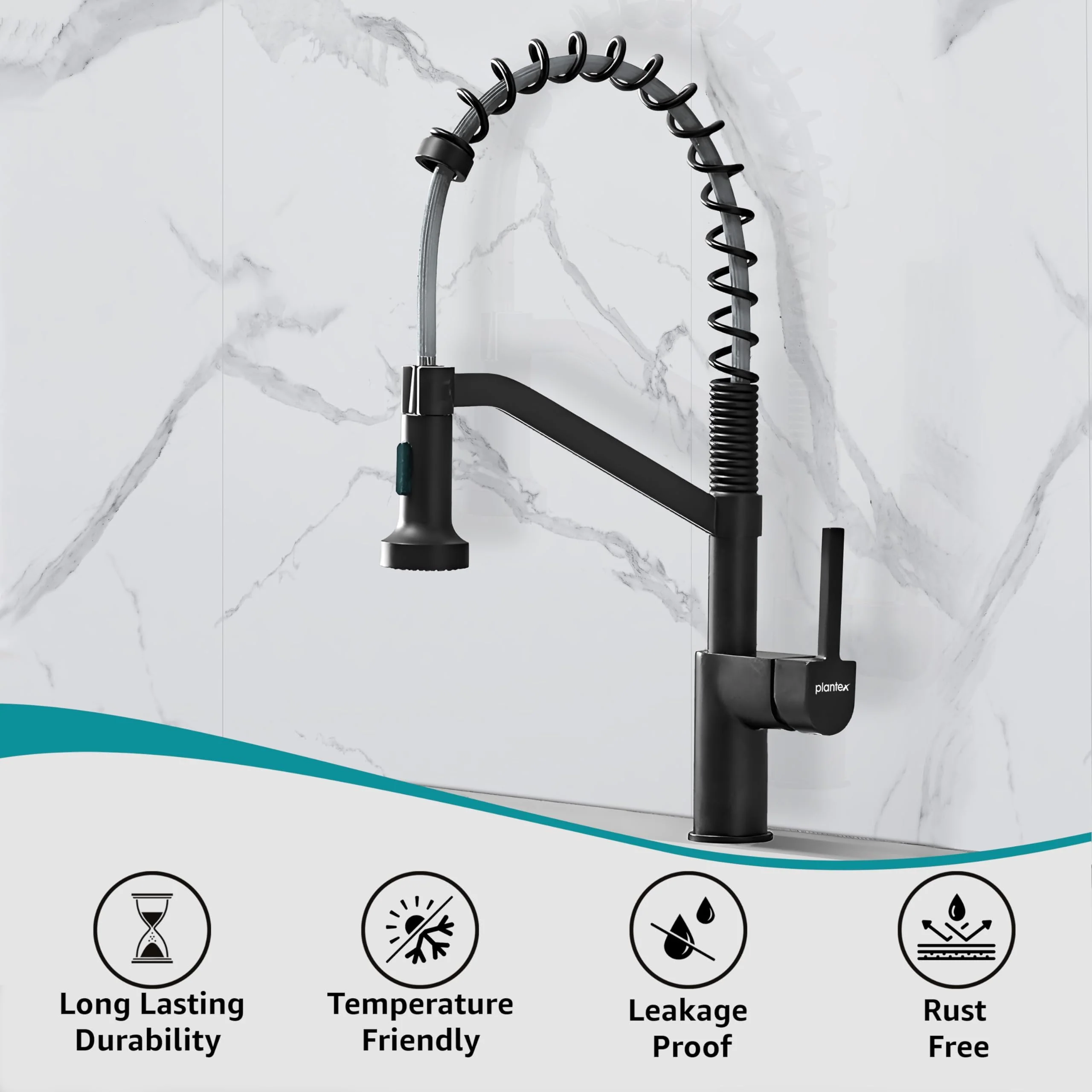 Plantex Pure Brass Kitchen Taps for Home/Mixer Tap for Bathroom/Sink tap for Basin/Kitchen Mixer Tap Hot and Cold-(8986-black) - Image 5