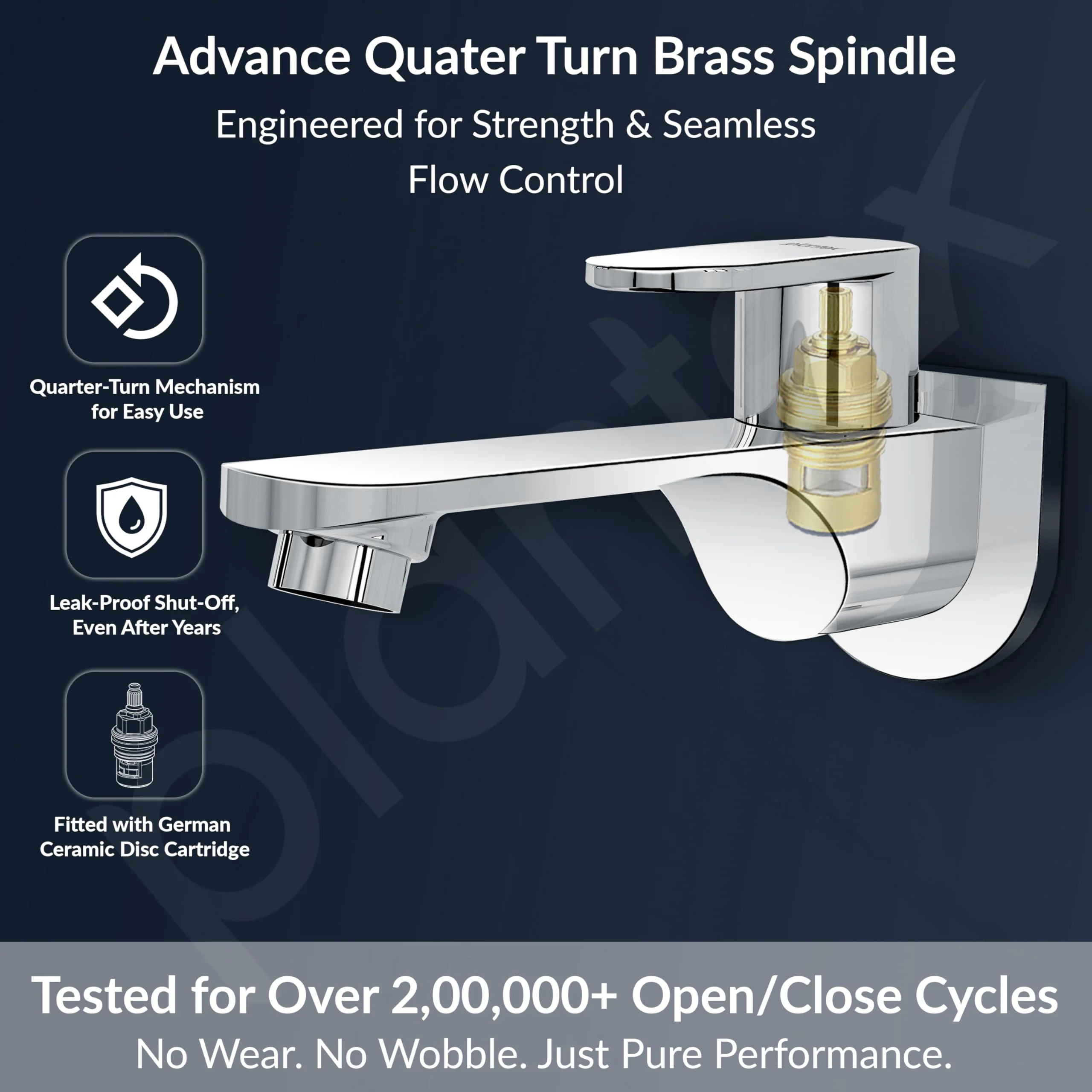 Plantex Pure Brass ORN-202 Tap for Bathroom with Water Saving Aerator/Bib Cock with Wall Flange and Teflon Tape-7 Year Warranty (Chrome) - Image 3