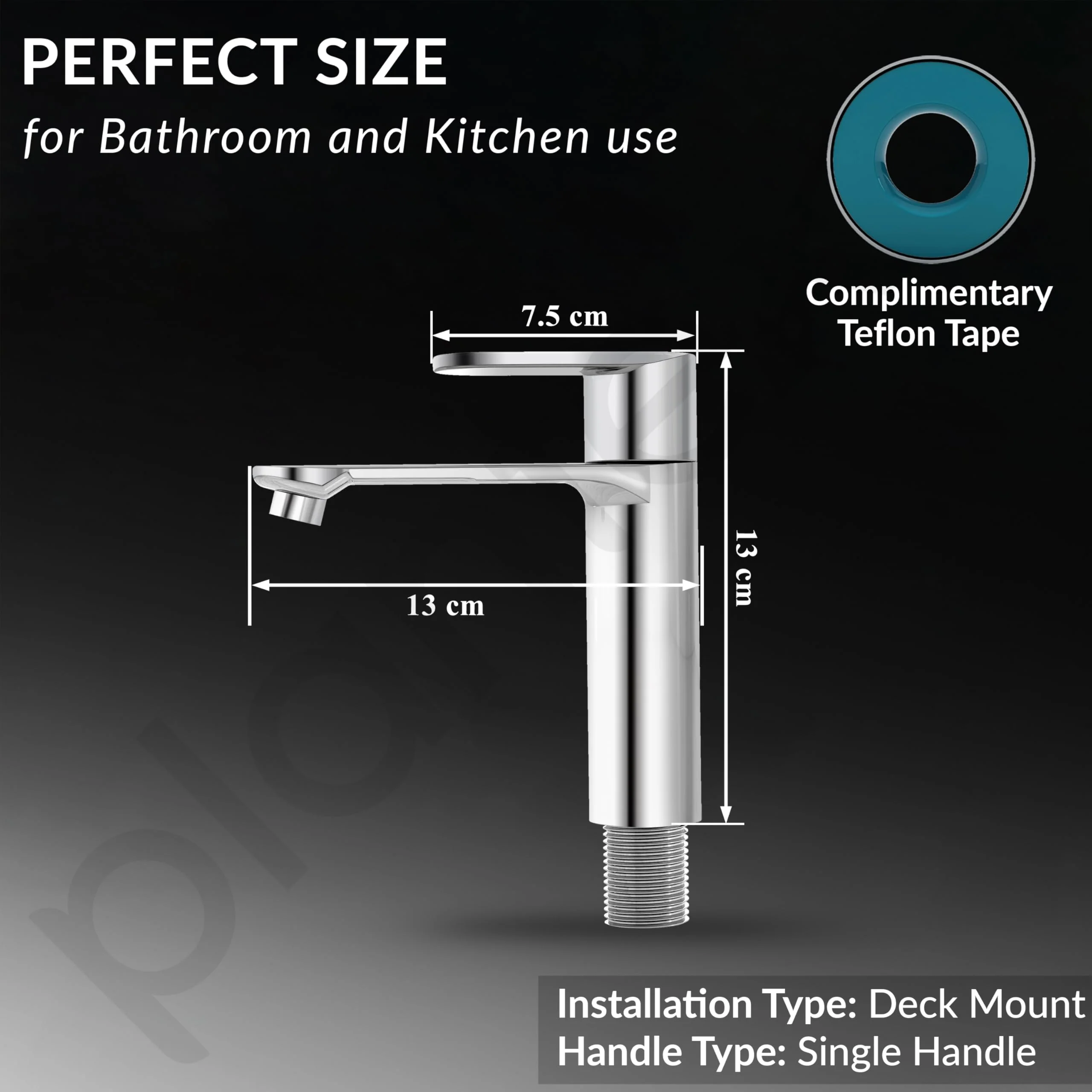 Plantex Pure Brass Pillar Cocke for Basin with Water Saving Aerator/Tap for Wash Basin with Teflon Tape/Sink tap for Wash Basin-7 Year Warranty by Plantex-(ORN-203-Chrome) - Image 4