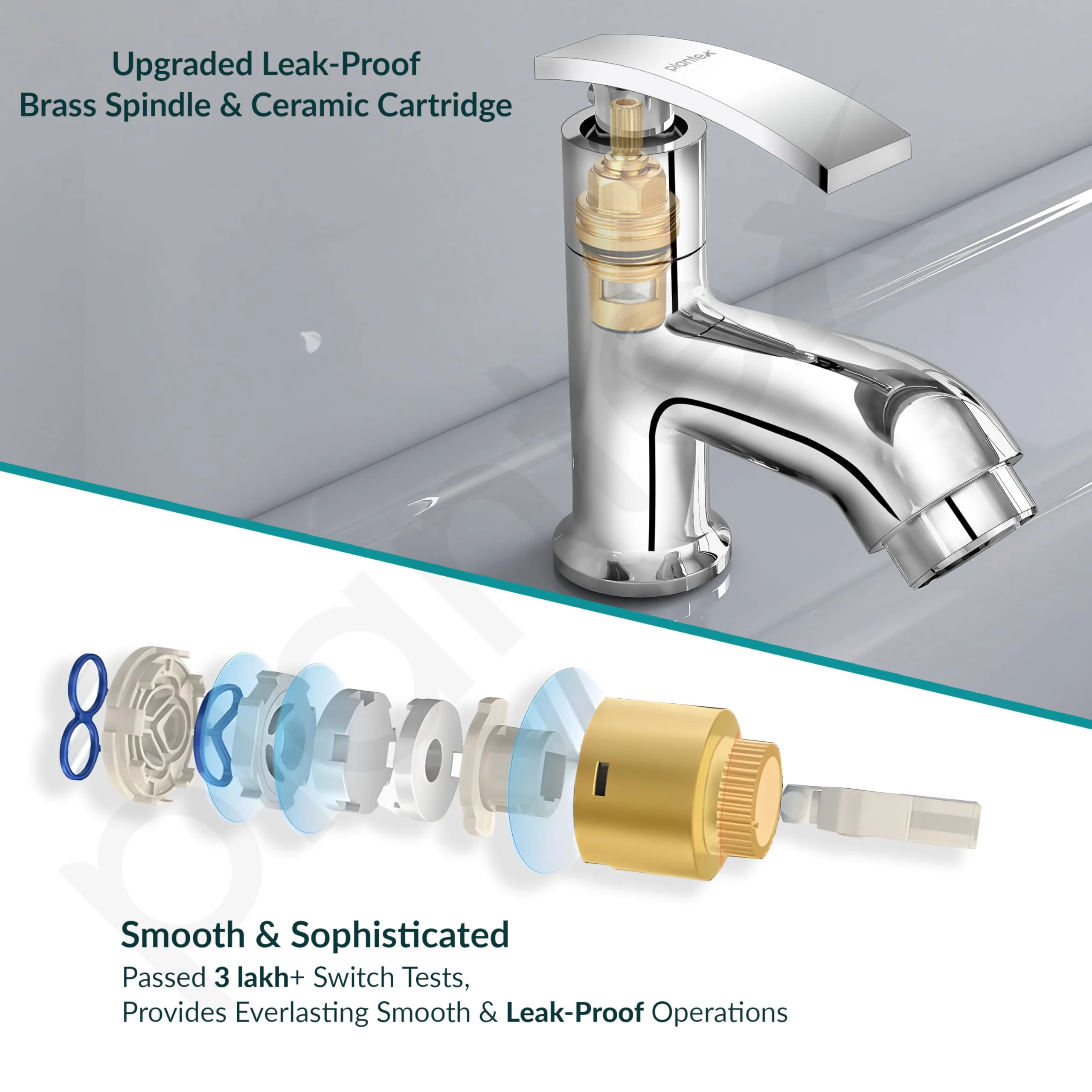 Plantex Pure Brass Pillar Tap for Wash Basin with Teflon Tape/Single Lever Basin Tap/Tabletop for wash Basin Tap/Water Tap/Faucet for Wash Basin (ZUR-1501, Chrome) - Image 4