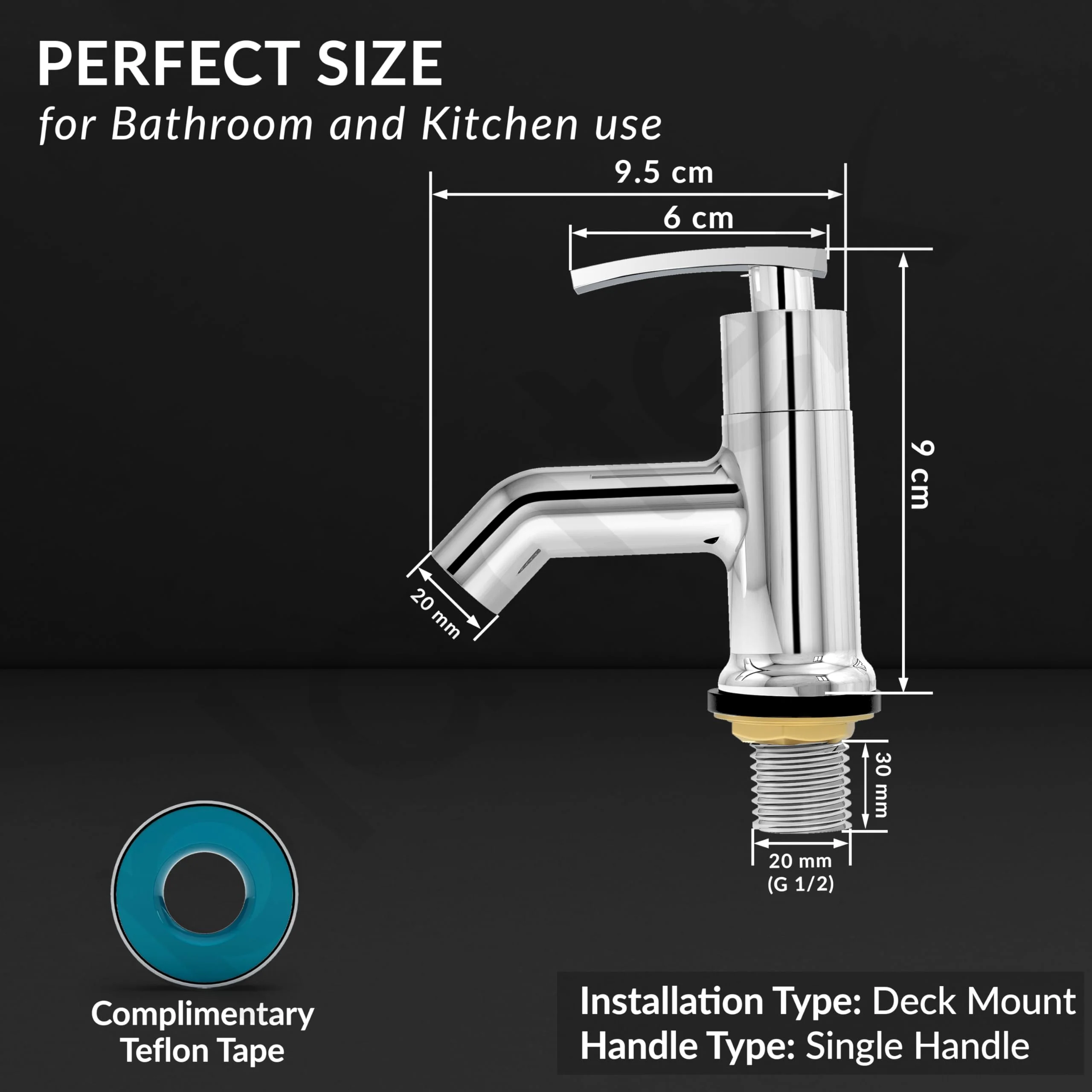 Plantex Pure Brass Pillar Tap for Wash Basin with Water Saving Aerator/Tabletop Basin Tap/7 Year Warranty (COL-1003-Mirror Chrome) - Image 4