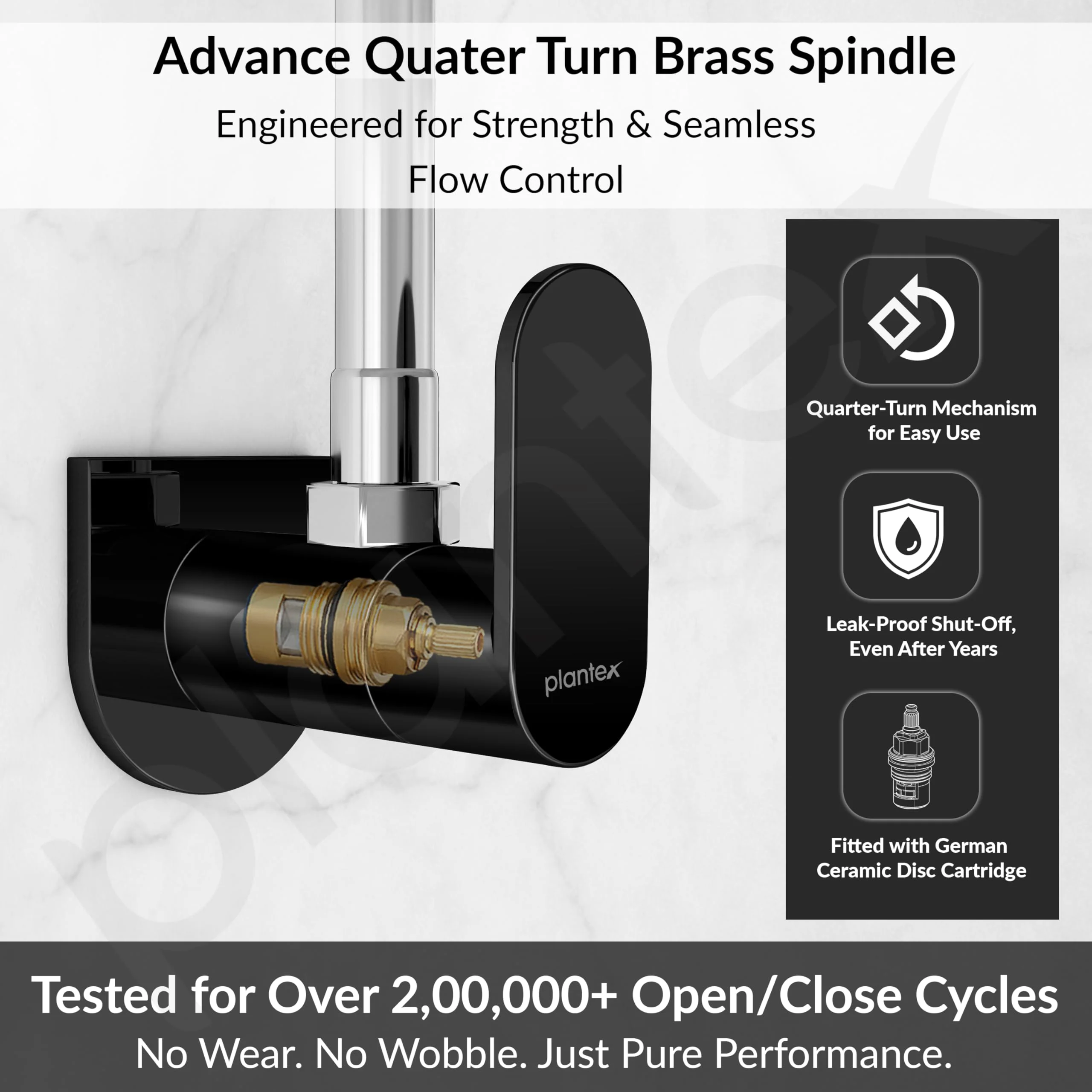 Plantex Pure Brass Single Lever Angle Valve for Bathroom with Brass Wall Flange and Teflon Tape/Angle Cocke for Bathroom-7 Year Warranty by Plantex- [ORN-205-PVD Black] - Image 3