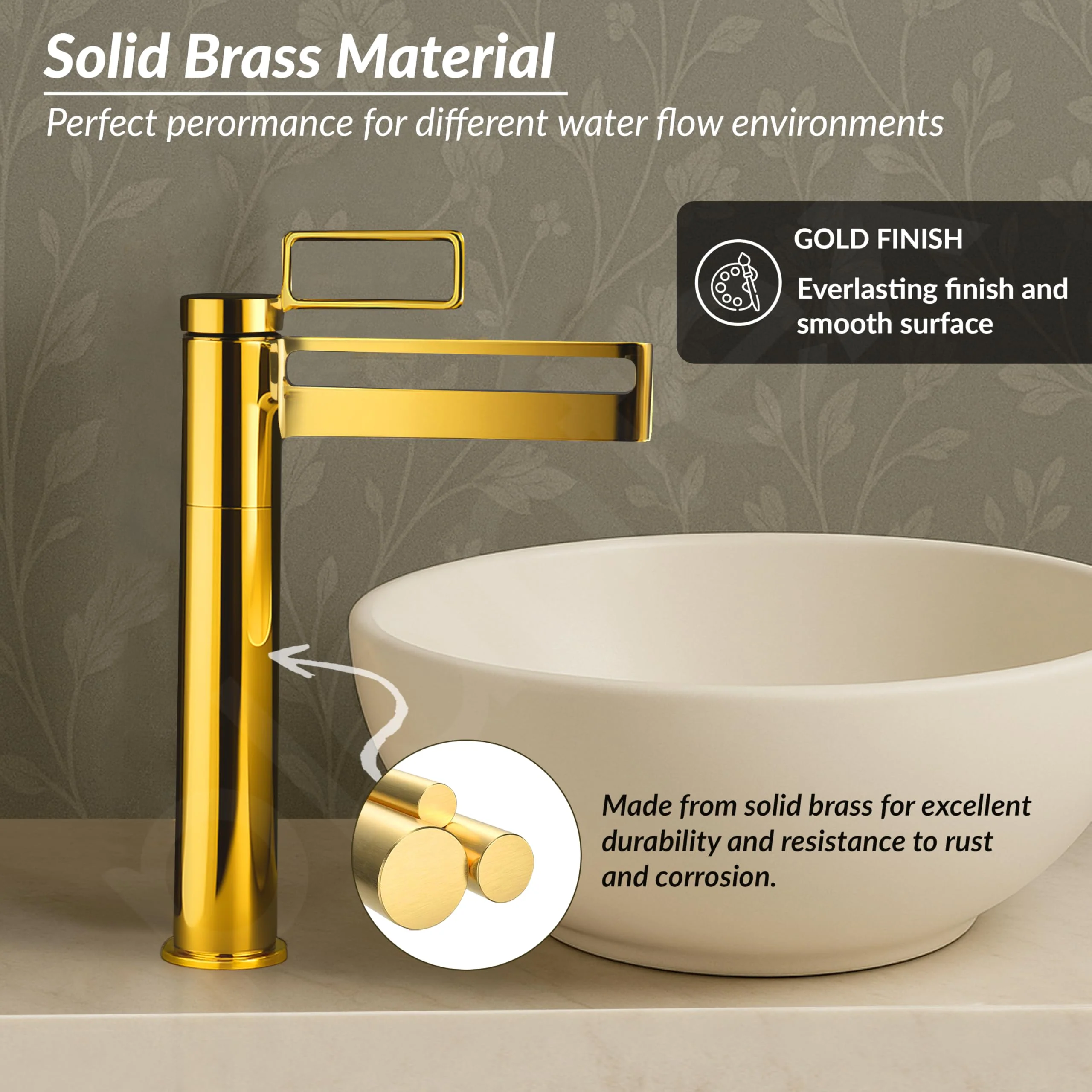 Plantex Pure Brass Wash Basin Mixer Tap Hot and Cold/Pillar Tap for Wash Basin-Deck Mount -(7881-Gold) - Image 2