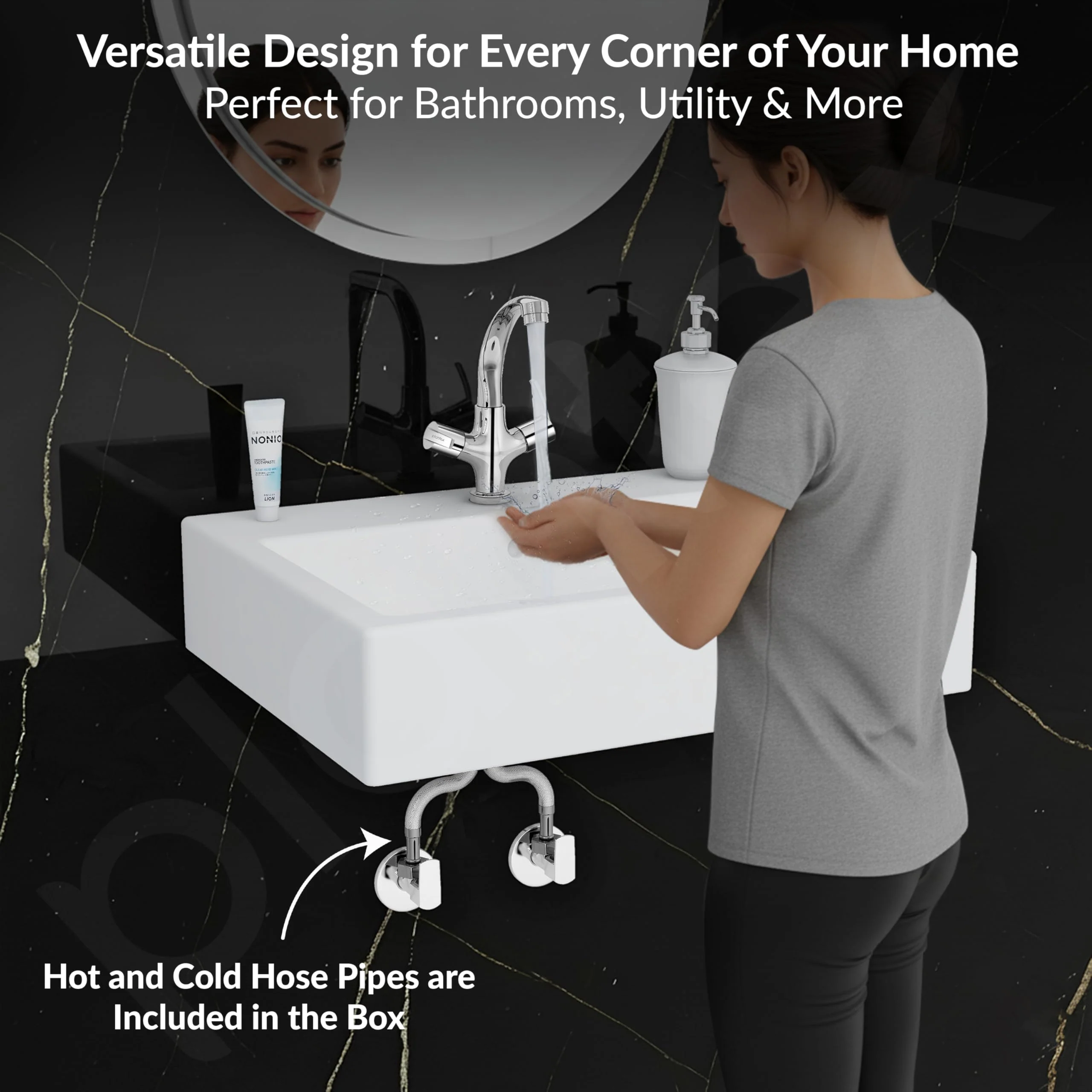Plantex Pure Brass Wash Basin Tap/Sink Mixer Tap Hot and Cold/Pillar Spout for Wash Basin/Kitchen Mixer Tap-7 Year Warranty (Chrome) - Image 7