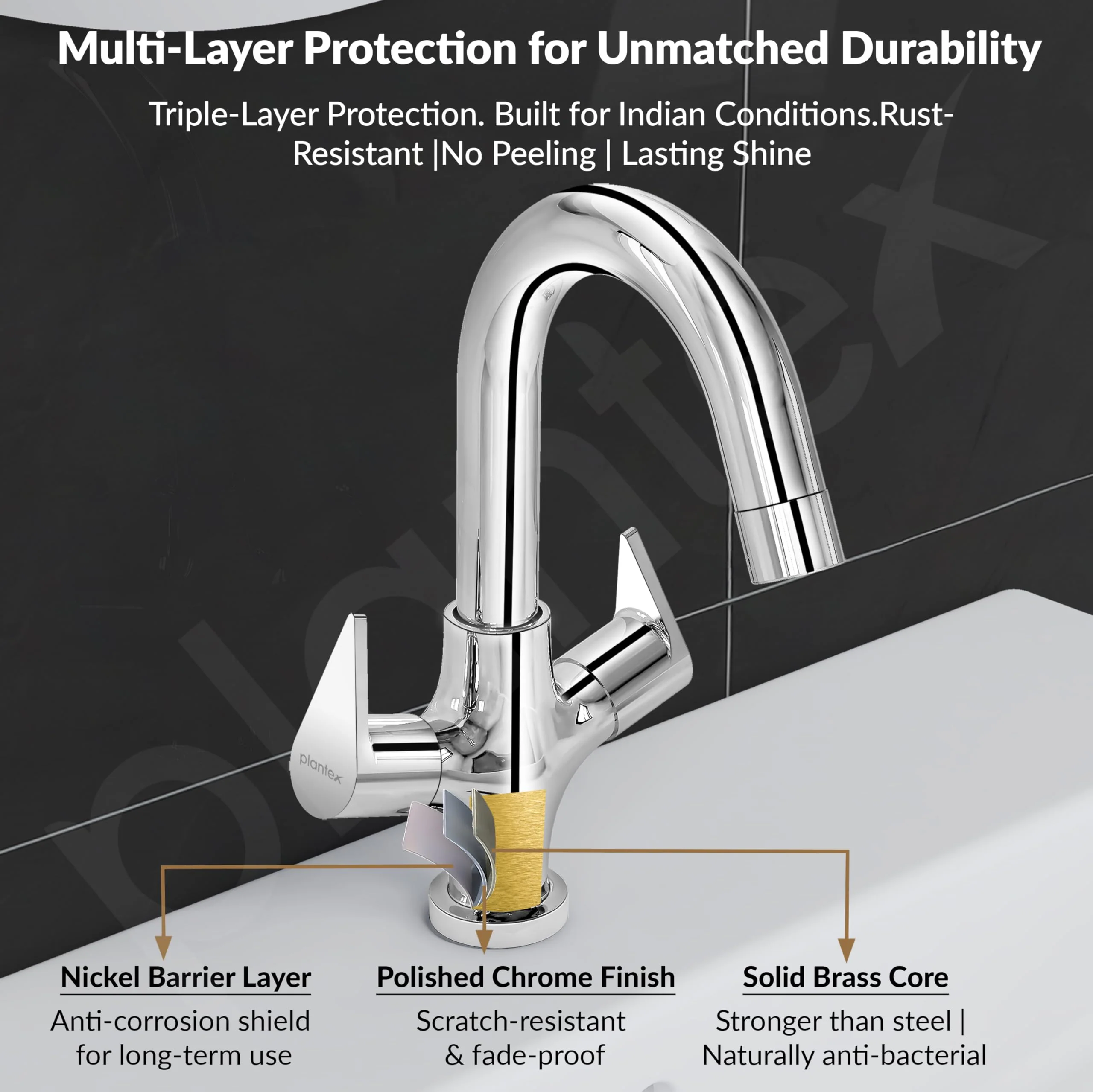 Plantex Pure Brass Wash Basin Tap with Water-Saving Aerator/Sink Tap for Kitchen Basin with 360° Swivel Spout for Kitchen and Basin Tap- 7 Year Warranty (PAC-1809-Chrome) - Image 4