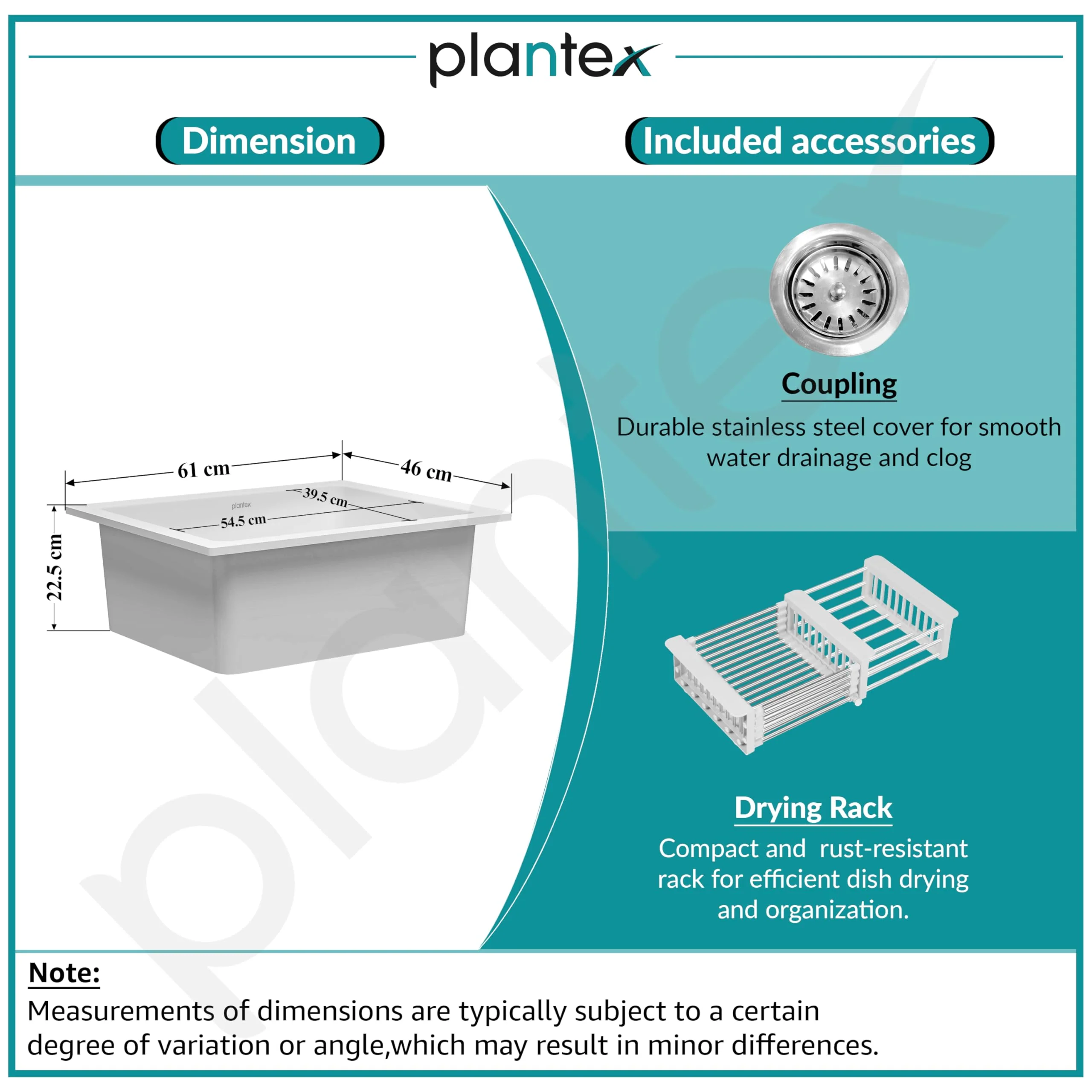 Plantex Quartz Acrylic Kitchen Sink/Undermount Sink for Kitchen with 10 Years Warranty by Plantex/Granite Single Bowl Kitchen Sinks with Coupling (Whiti-24x18 Inches) - Image 4
