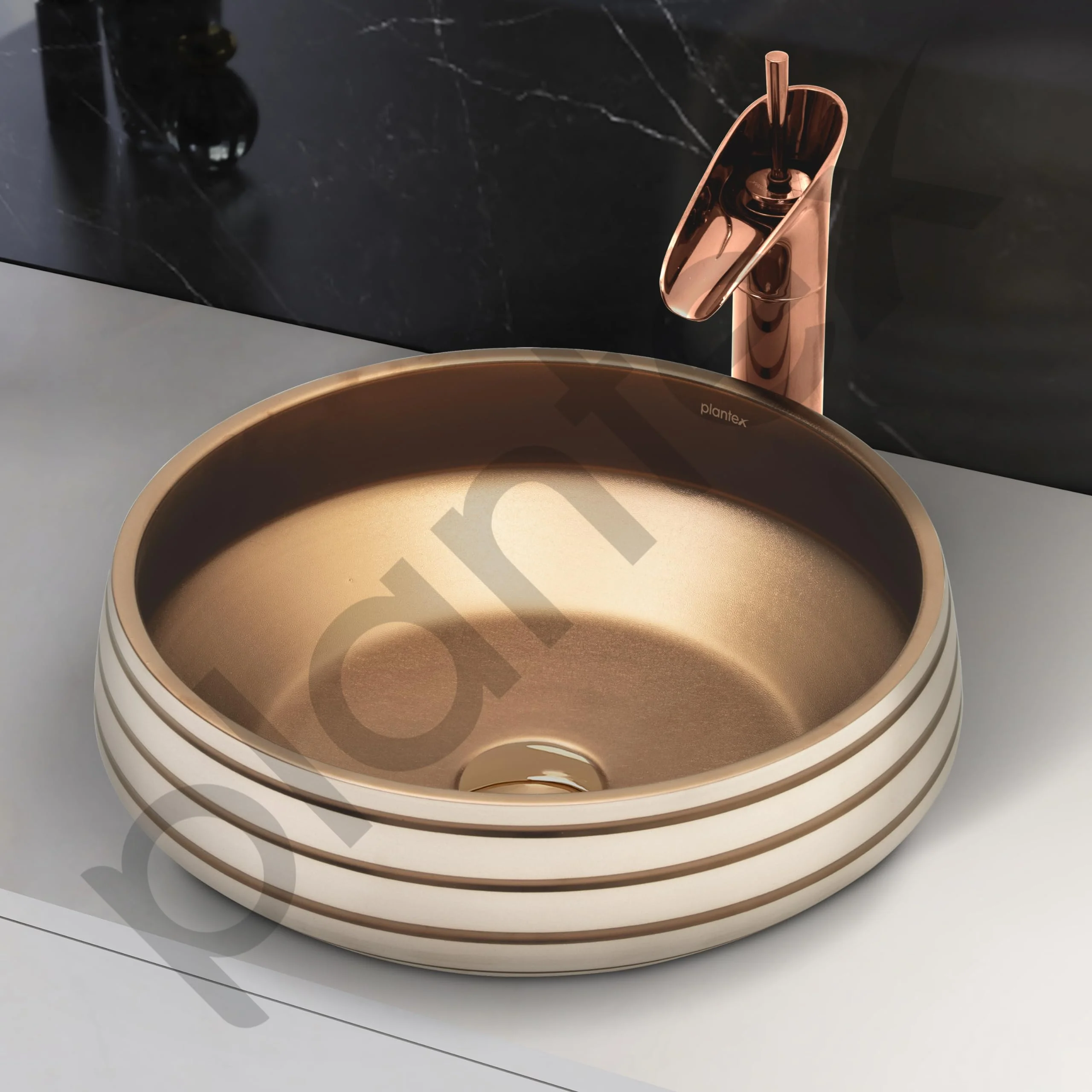 Plantex Round Wash Basin for Bathroom/Ceramic Tabletop Washbasin/Basin for Bathroom Indo-European Collection (16 x 16 x 7 Inch) - Image 6