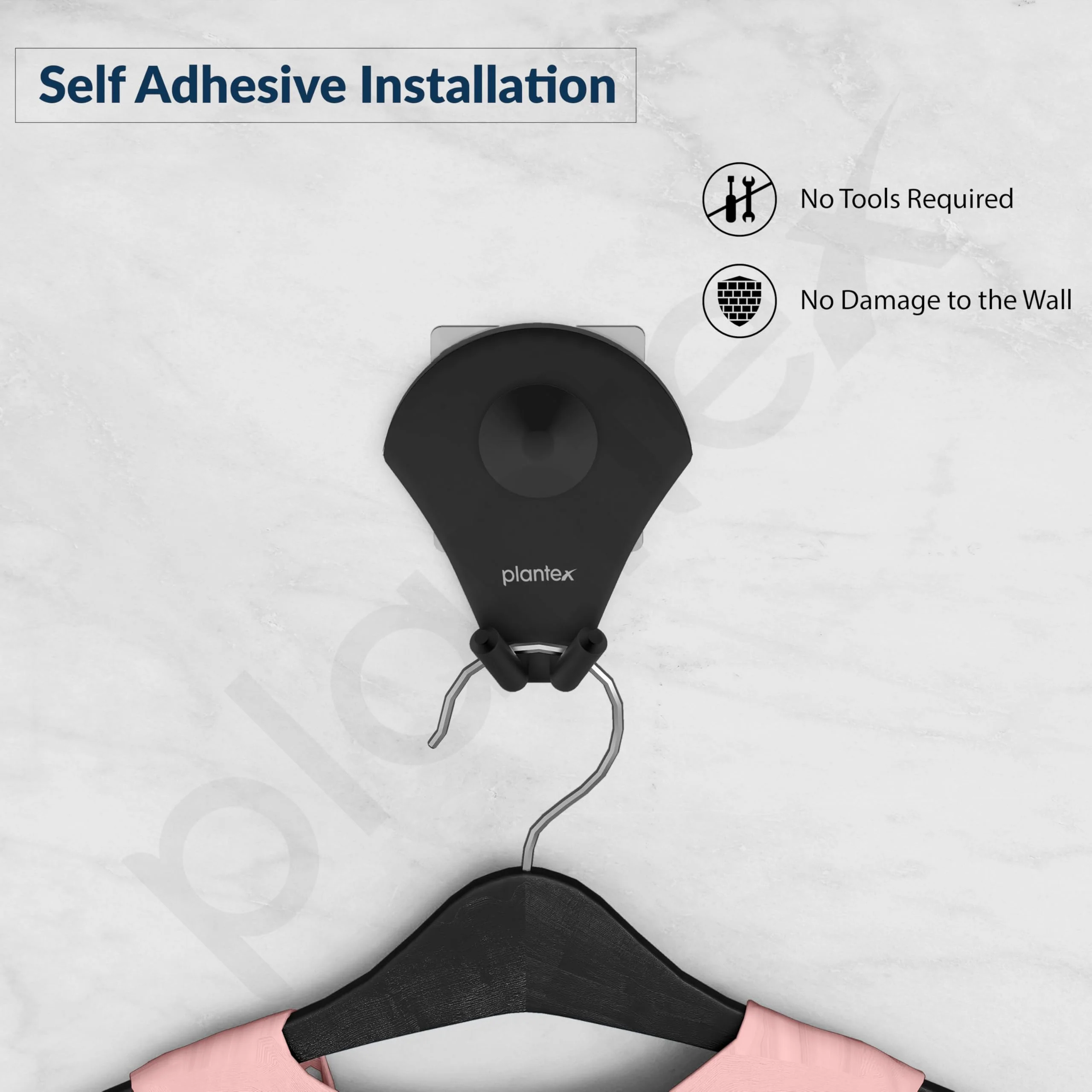Plantex Royal Stainless Steel Robe Hook for Bathroom/Cloth-Towel Hanger/Napkin Hanger/Bathroom Accessories (Black, Powder Coated) - Image 6