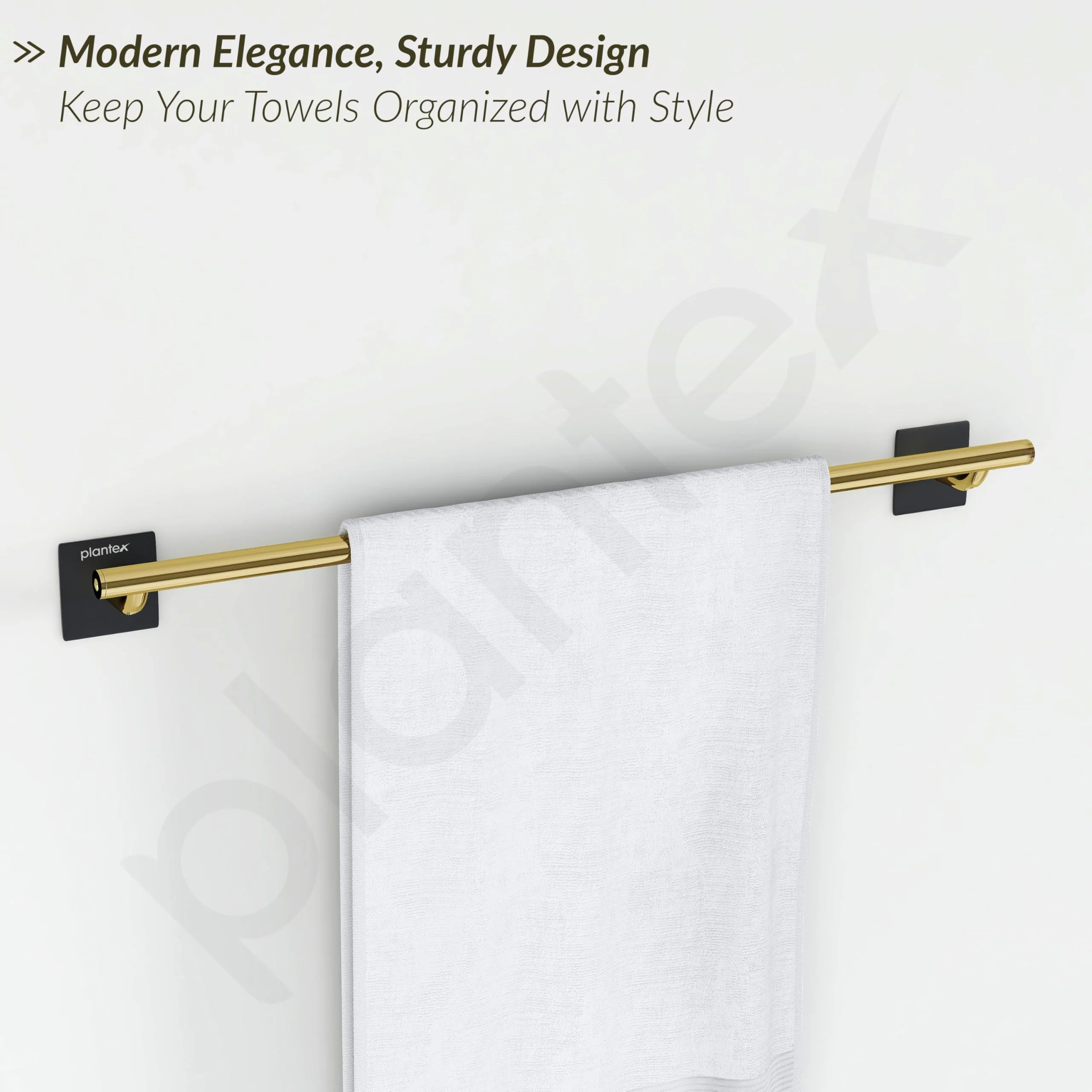 Plantex Self Adhesive Bathroom Accessories Set/Soap Holder/Tumbler Holder/Towel Rod/Napkin Holder/Robe Hook/Bathroom Accessories - Set of 5 (Matt Black & Gold) - Image 7