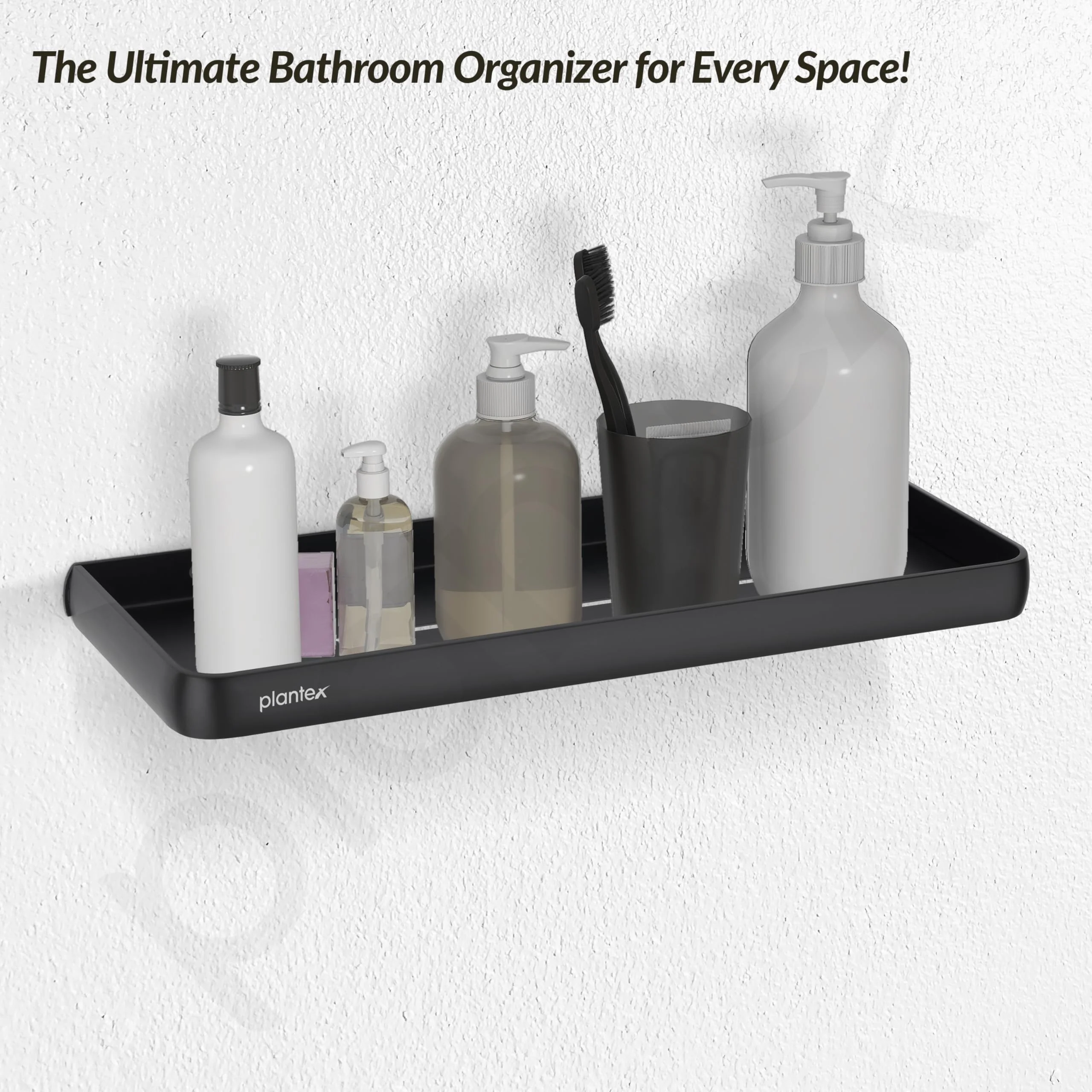 Plantex Self Adhesive Shelf for Bathroom/Multipurpose No Drill Bathroom Organizer/15x5 inch Shelf for Home/Office/Hotel - Pack of 1 (1502, Black) - Image 7